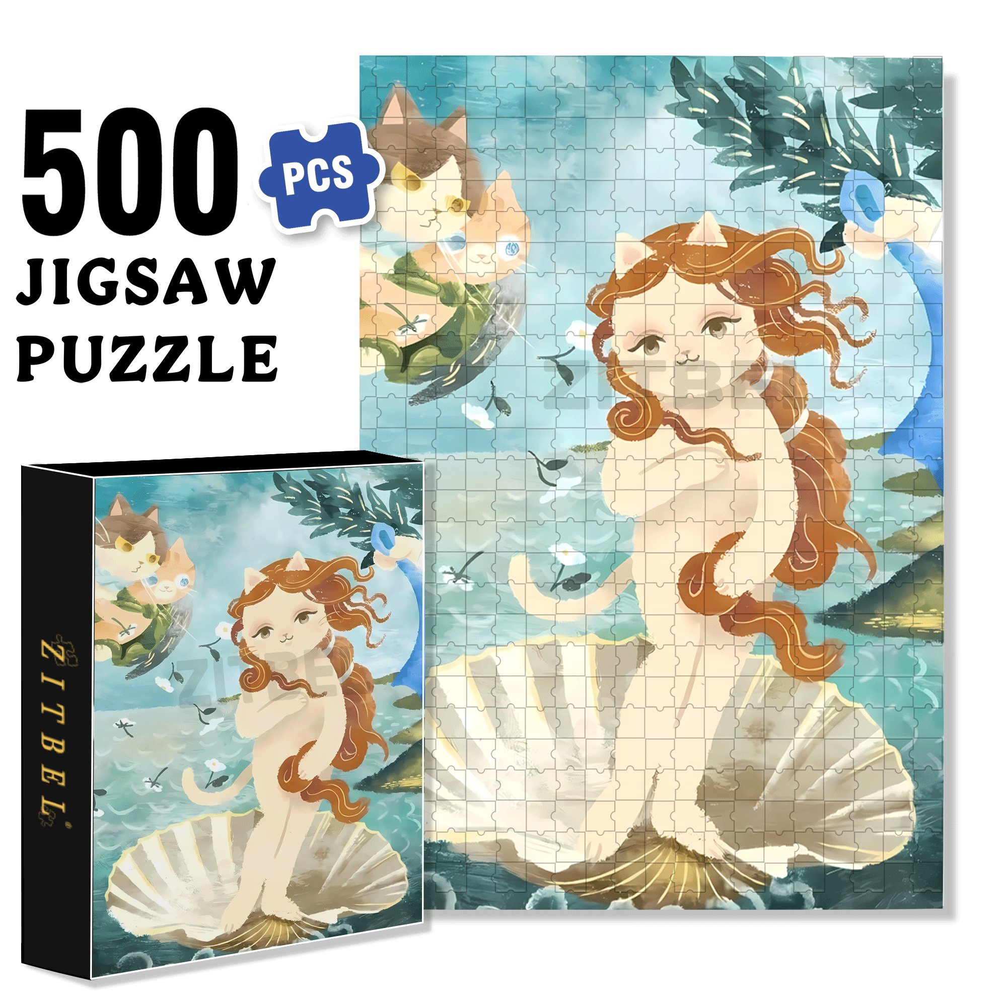 Meow ¡Á World Famous Paintings 500pcs/1000pcs Jigsaw Puzzle, Scratch-Resistant, Interactive Family Game & Brain-Boosting DIY Decor, Perfect for Halloween, Christmas & New Year Gifts, Family Puzzle Game