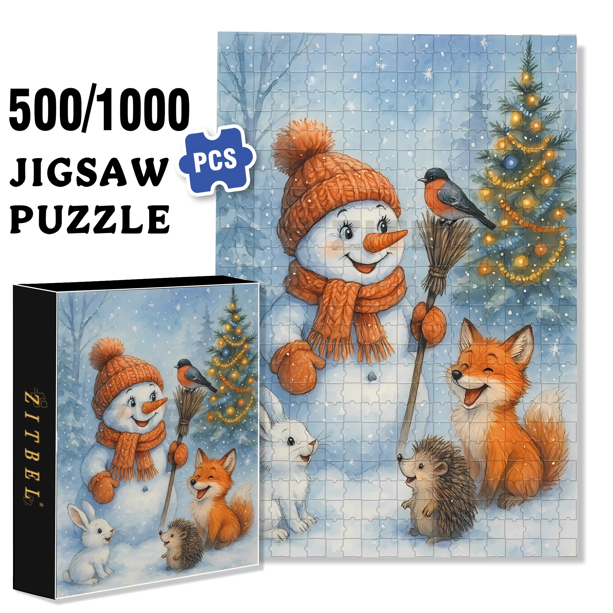 Merry Christmas, My Friend! 500pcs/1000pcs Jigsaw Puzzle, Scratch-Resistant, Interactive Family Game & Brain-Boosting DIY Decor, Perfect for Halloween, Christmas & New Year Gifts, Family Puzzle Game