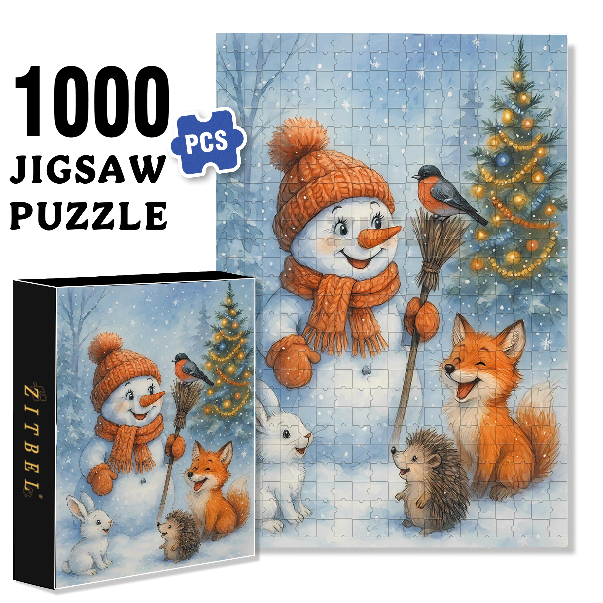 Merry Christmas, My Friend! 500pcs/1000pcs Jigsaw Puzzle, Scratch-Resistant, Interactive Family Game & Brain-Boosting DIY Decor, Perfect for Halloween, Christmas & New Year Gifts, Family Puzzle Game