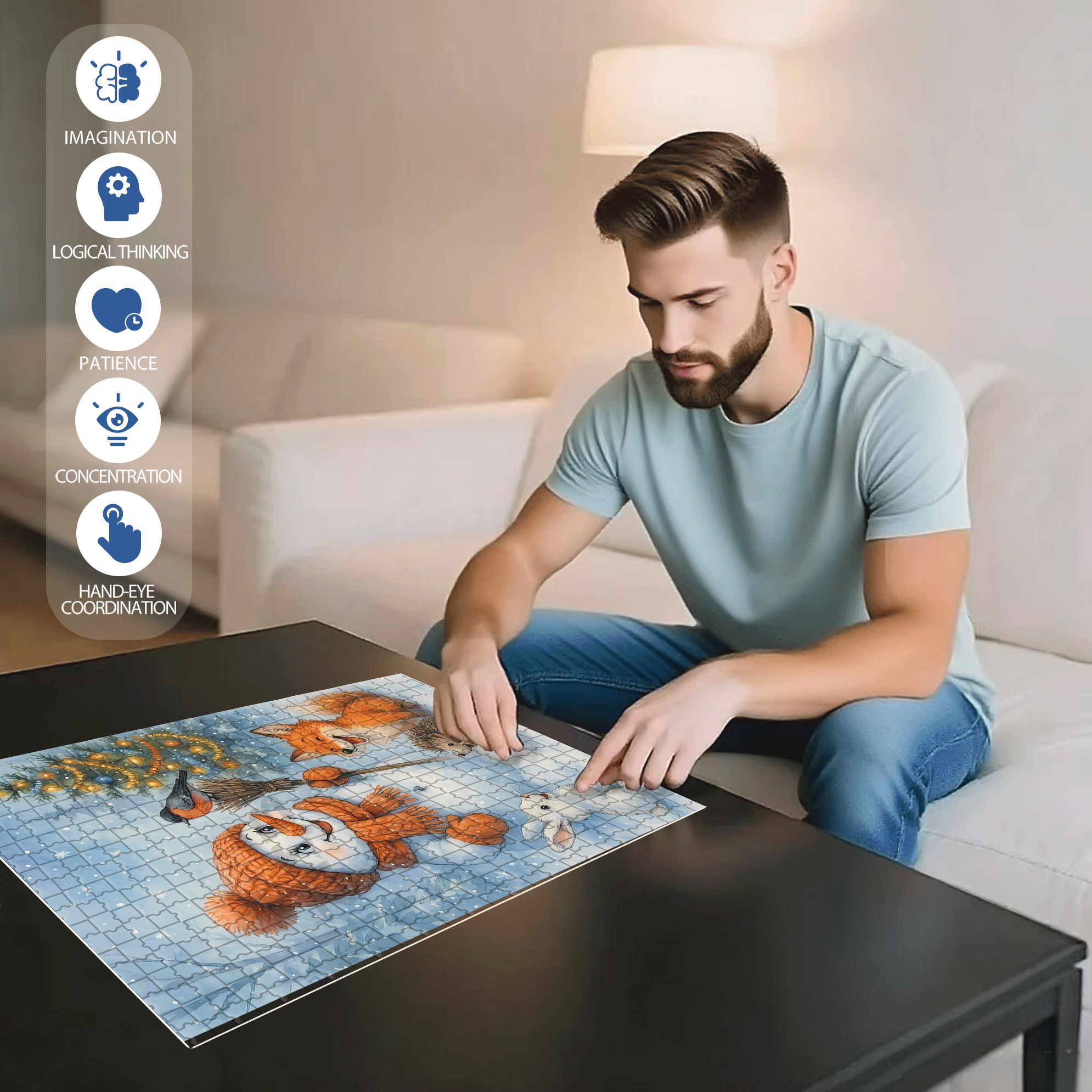 Merry Christmas, My Friend! 500pcs/1000pcs Jigsaw Puzzle, Scratch-Resistant, Interactive Family Game & Brain-Boosting DIY Decor, Perfect for Halloween, Christmas & New Year Gifts, Family Puzzle Game