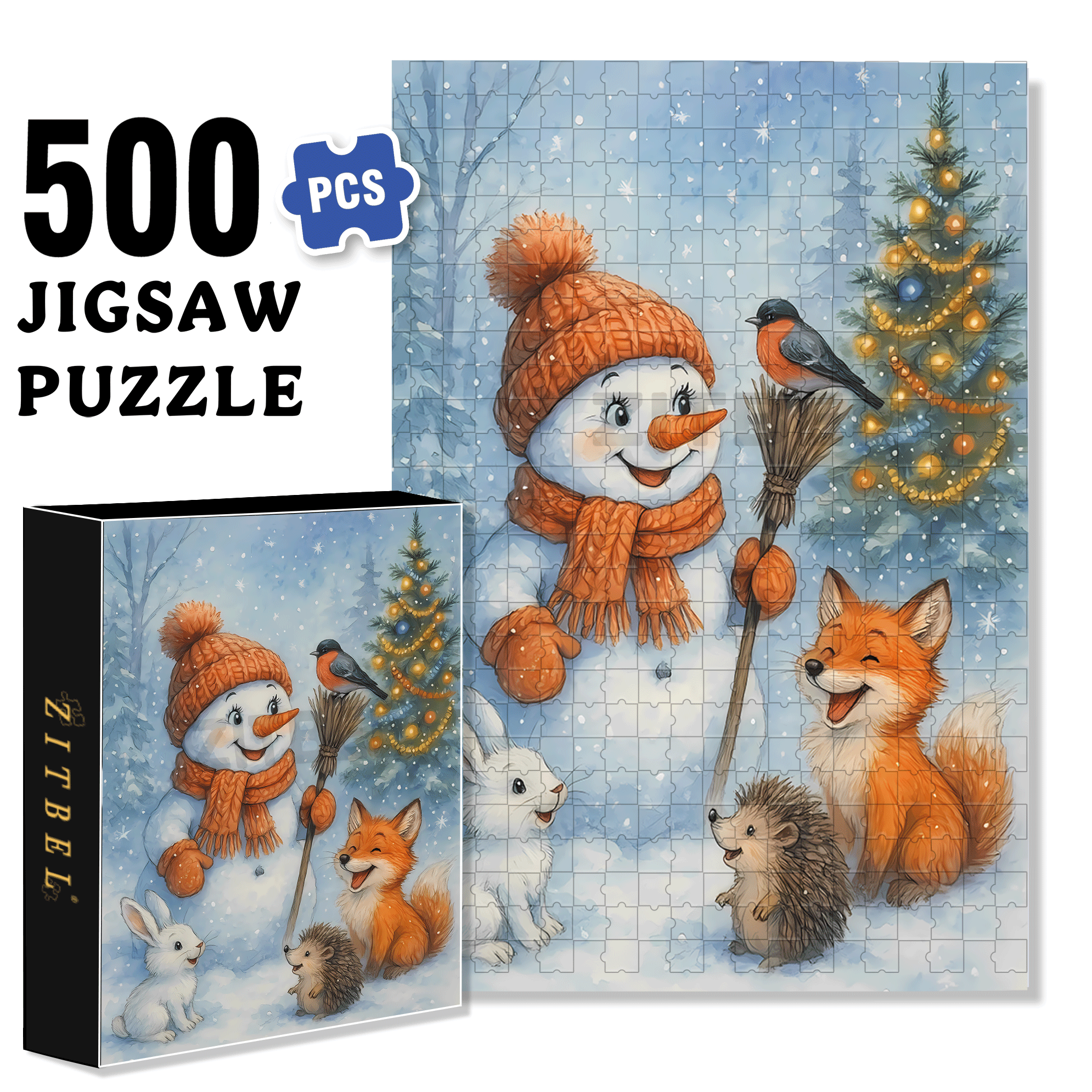 Merry Christmas, My Friend! 500pcs/1000pcs Jigsaw Puzzle, Scratch-Resistant, Interactive Family Game & Brain-Boosting DIY Decor, Perfect for Halloween, Christmas & New Year Gifts, Family Puzzle Game