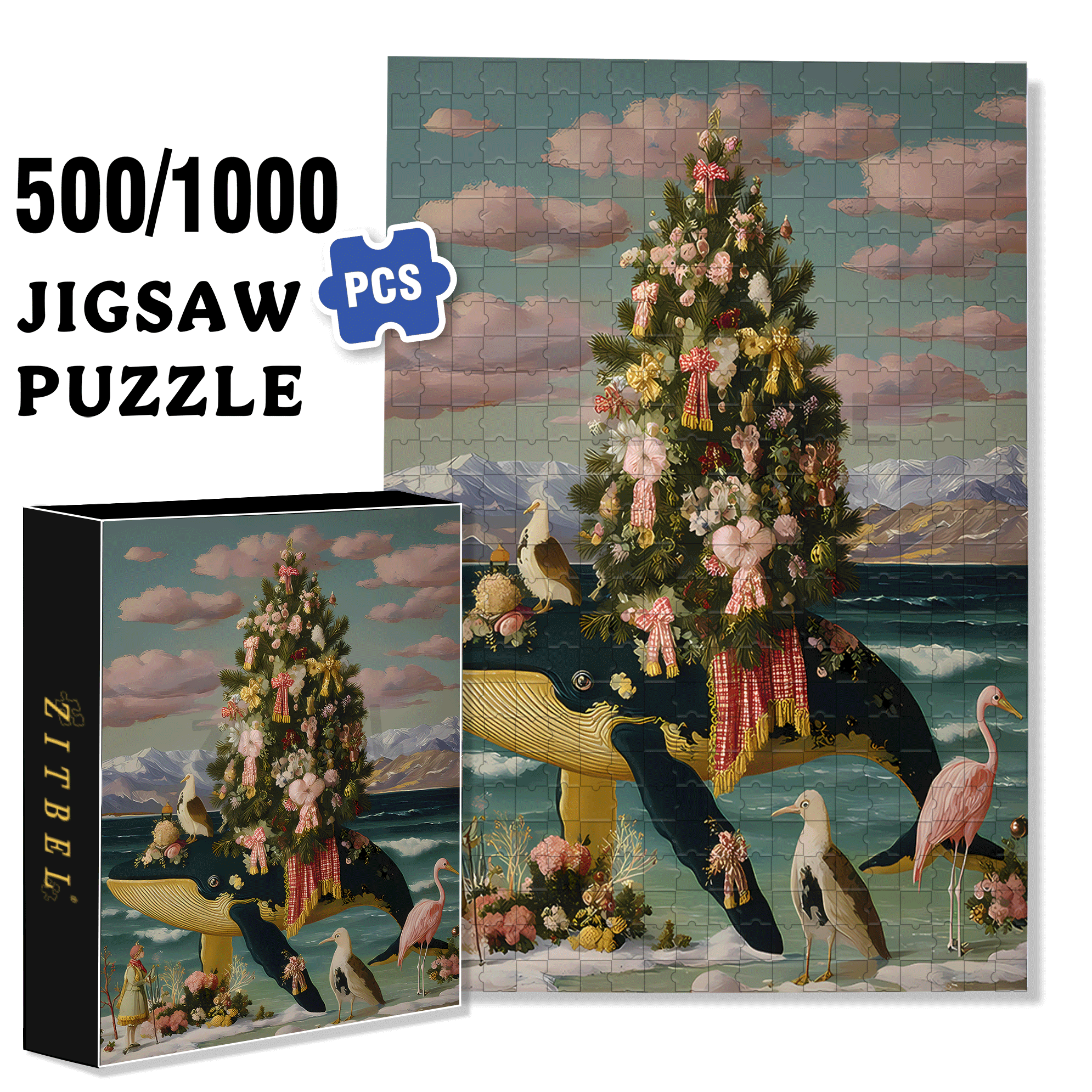 Neptune's Noble 500pcs/1000pcs Jigsaw Puzzle, Scratch-Resistant, Interactive Family Game & Brain-Boosting DIY Decor, Perfect for Halloween, Christmas & New Year Gifts, Family Puzzle Game