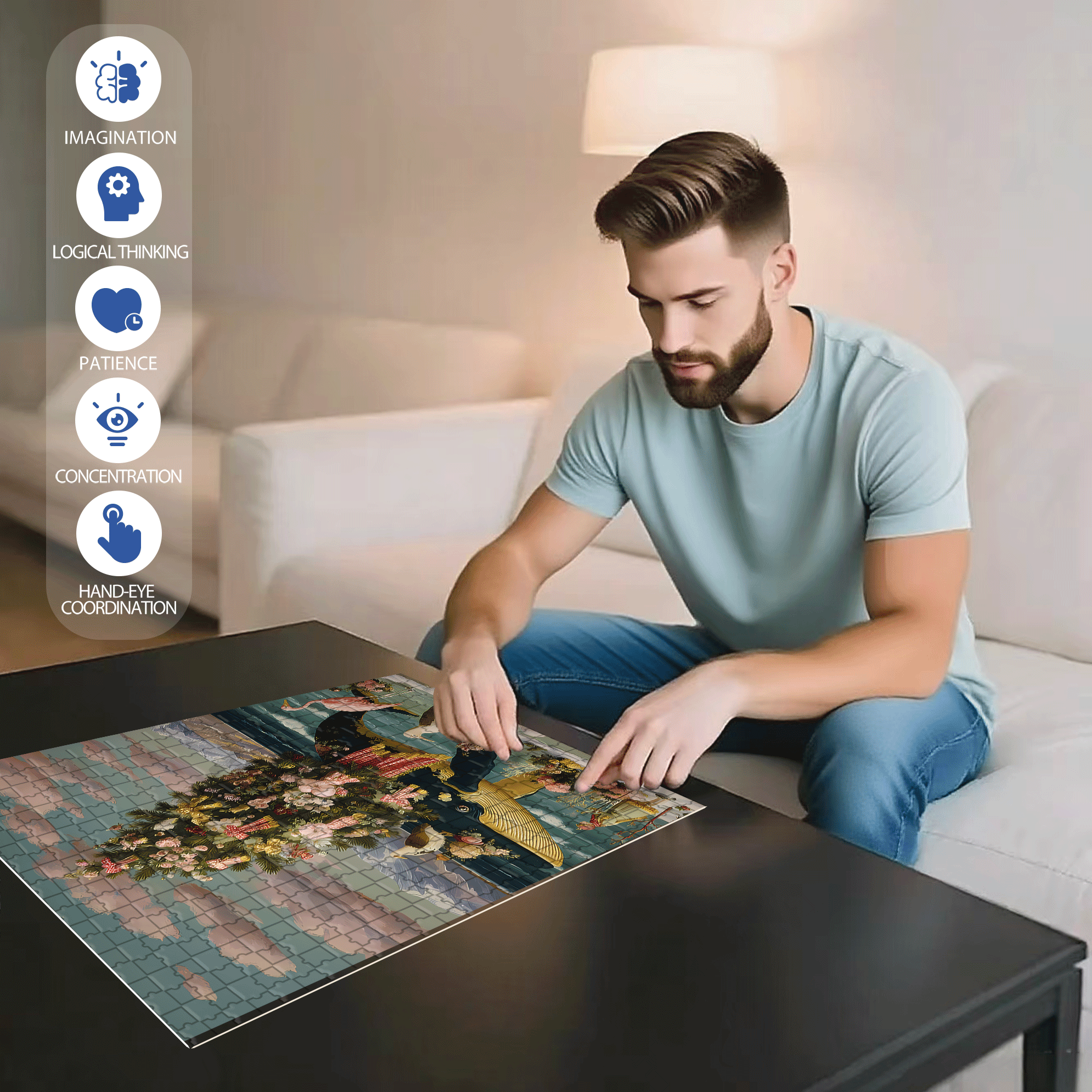 Neptune's Noble 500pcs/1000pcs Jigsaw Puzzle, Scratch-Resistant, Interactive Family Game & Brain-Boosting DIY Decor, Perfect for Halloween, Christmas & New Year Gifts, Family Puzzle Game