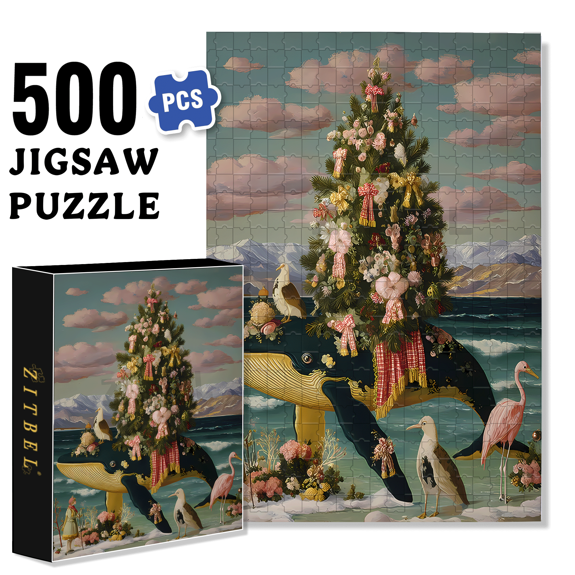 Neptune's Noble 500pcs/1000pcs Jigsaw Puzzle, Scratch-Resistant, Interactive Family Game & Brain-Boosting DIY Decor, Perfect for Halloween, Christmas & New Year Gifts, Family Puzzle Game