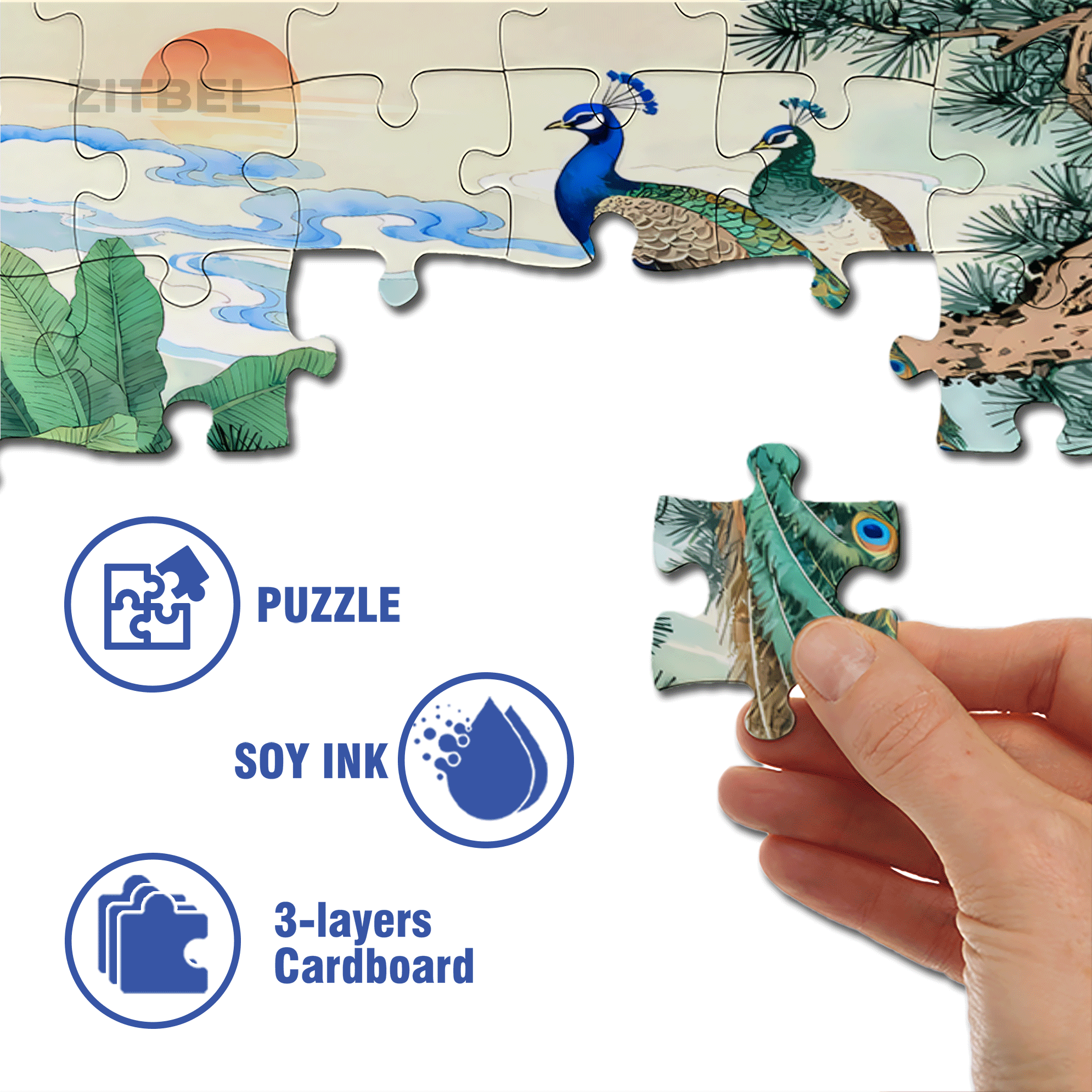 Peacock Perched On A Branch 500pcs/1000pcs Jigsaw Puzzle, Scratch-Resistant, Interactive Family Game & Brain-Boosting DIY Decor, Perfect for Halloween, Christmas & New Year Gifts, Family Puzzle Game