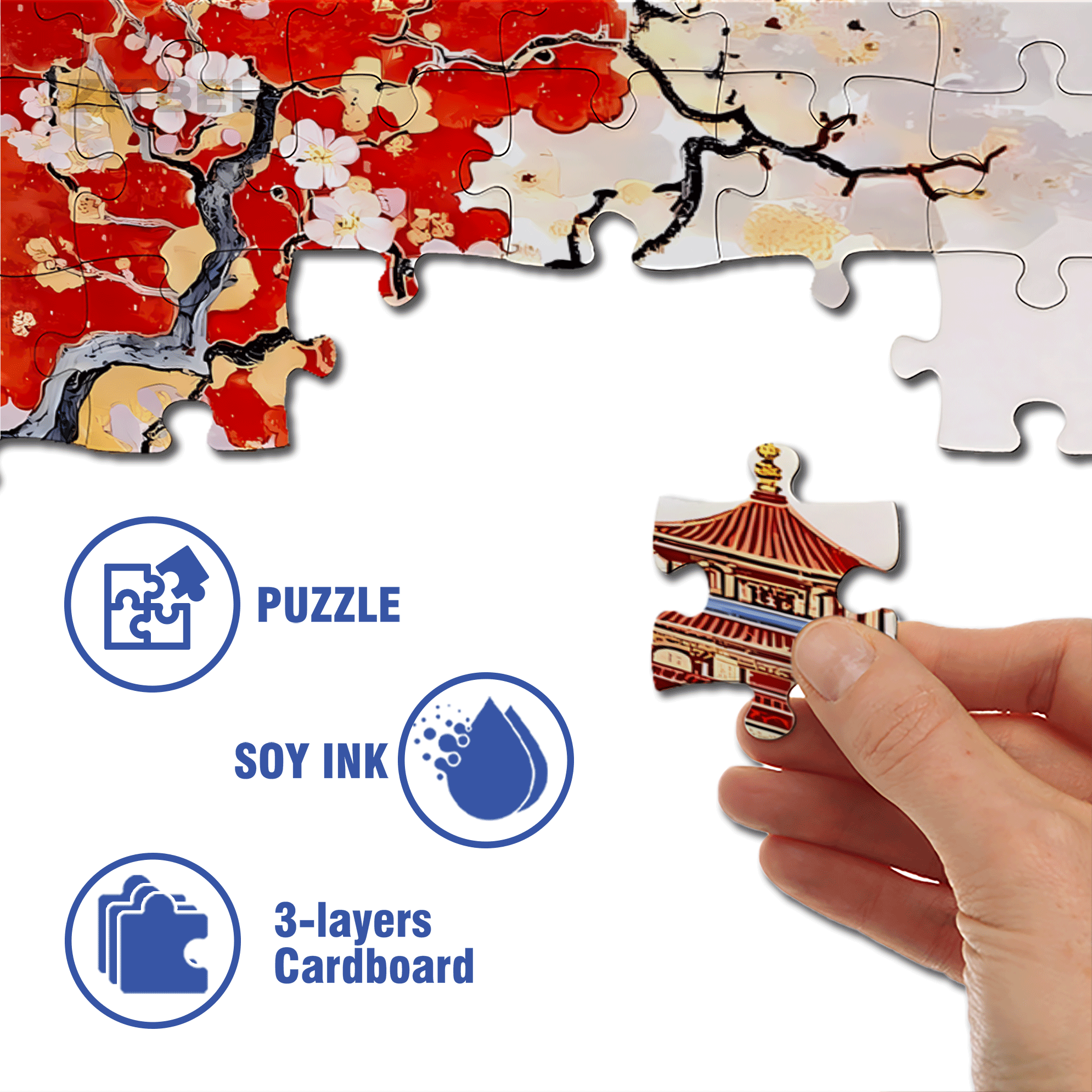 Plum Blossom Palace 500pcs/1000pcs Jigsaw Puzzle, Scratch-Resistant, Interactive Family Game & Brain-Boosting DIY Decor, Perfect for Halloween, Christmas & New Year Gifts, Family Puzzle Game