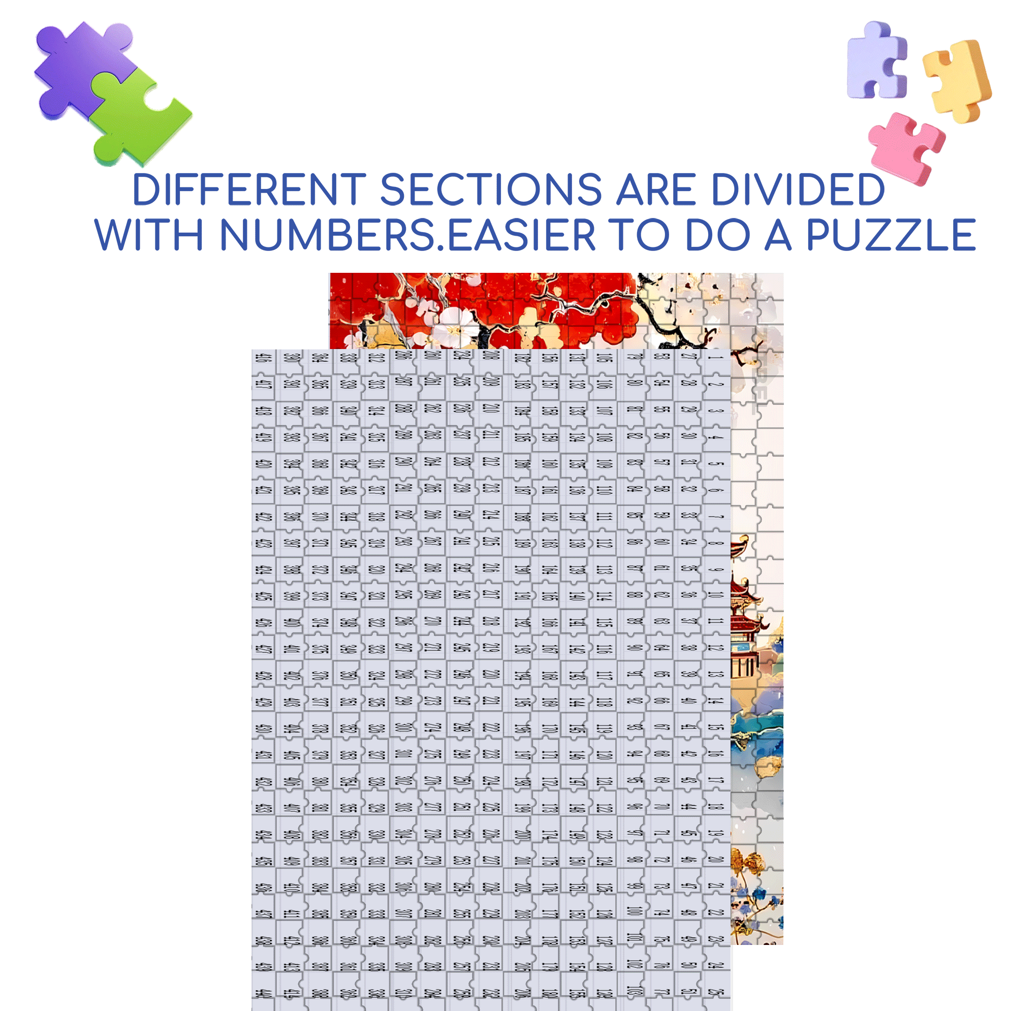 Plum Blossom Palace 500pcs/1000pcs Jigsaw Puzzle, Scratch-Resistant, Interactive Family Game & Brain-Boosting DIY Decor, Perfect for Halloween, Christmas & New Year Gifts, Family Puzzle Game