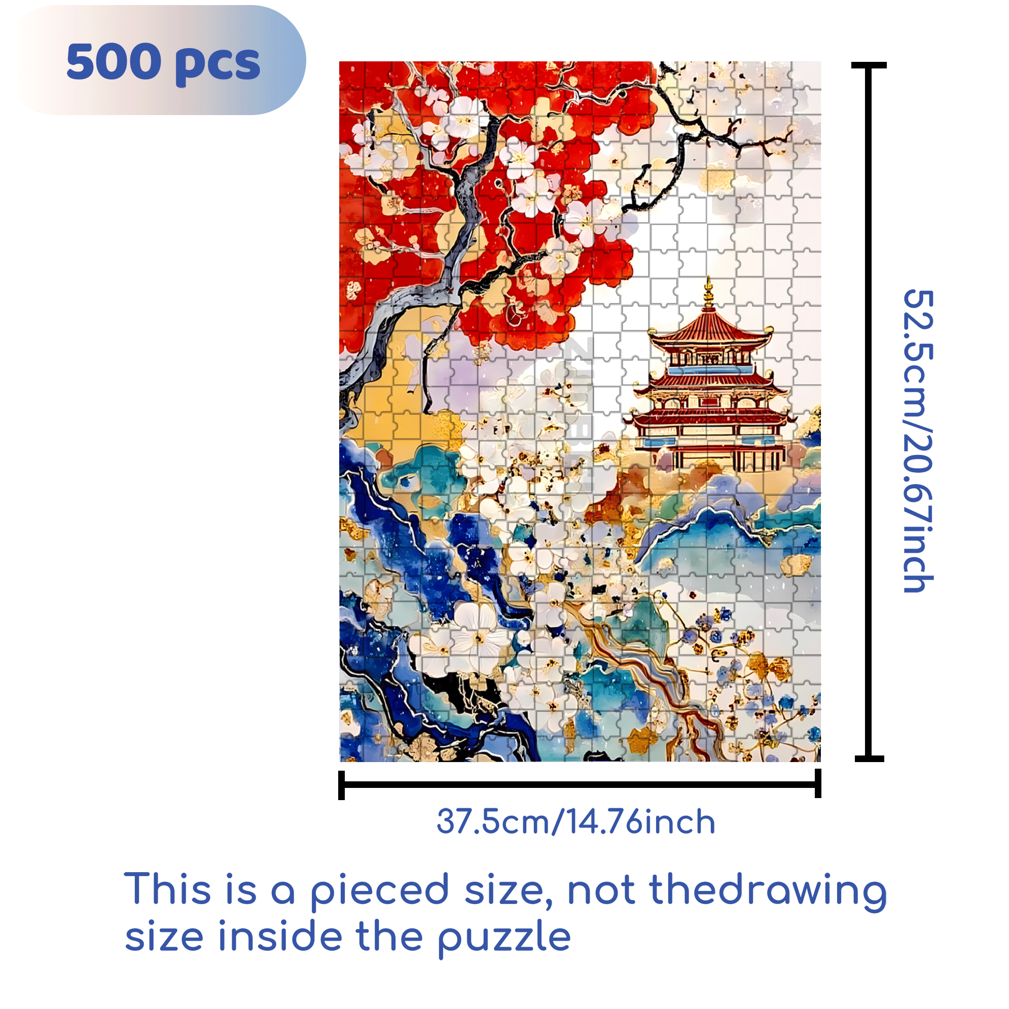 Plum Blossom Palace 500pcs/1000pcs Jigsaw Puzzle, Scratch-Resistant, Interactive Family Game & Brain-Boosting DIY Decor, Perfect for Halloween, Christmas & New Year Gifts, Family Puzzle Game