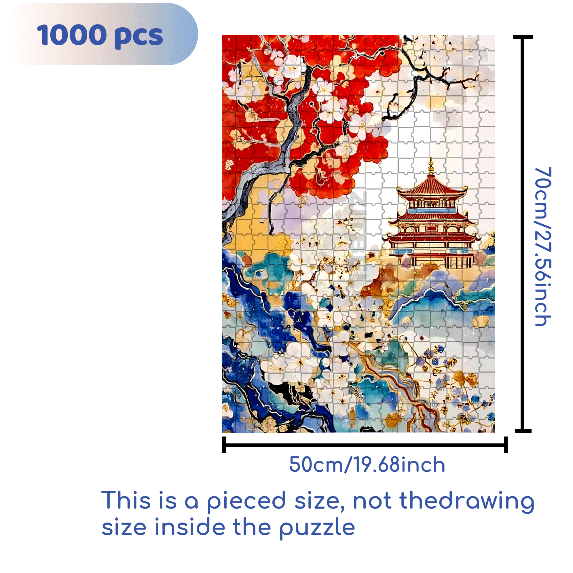 Plum Blossom Palace 500pcs/1000pcs Jigsaw Puzzle, Scratch-Resistant, Interactive Family Game & Brain-Boosting DIY Decor, Perfect for Halloween, Christmas & New Year Gifts, Family Puzzle Game