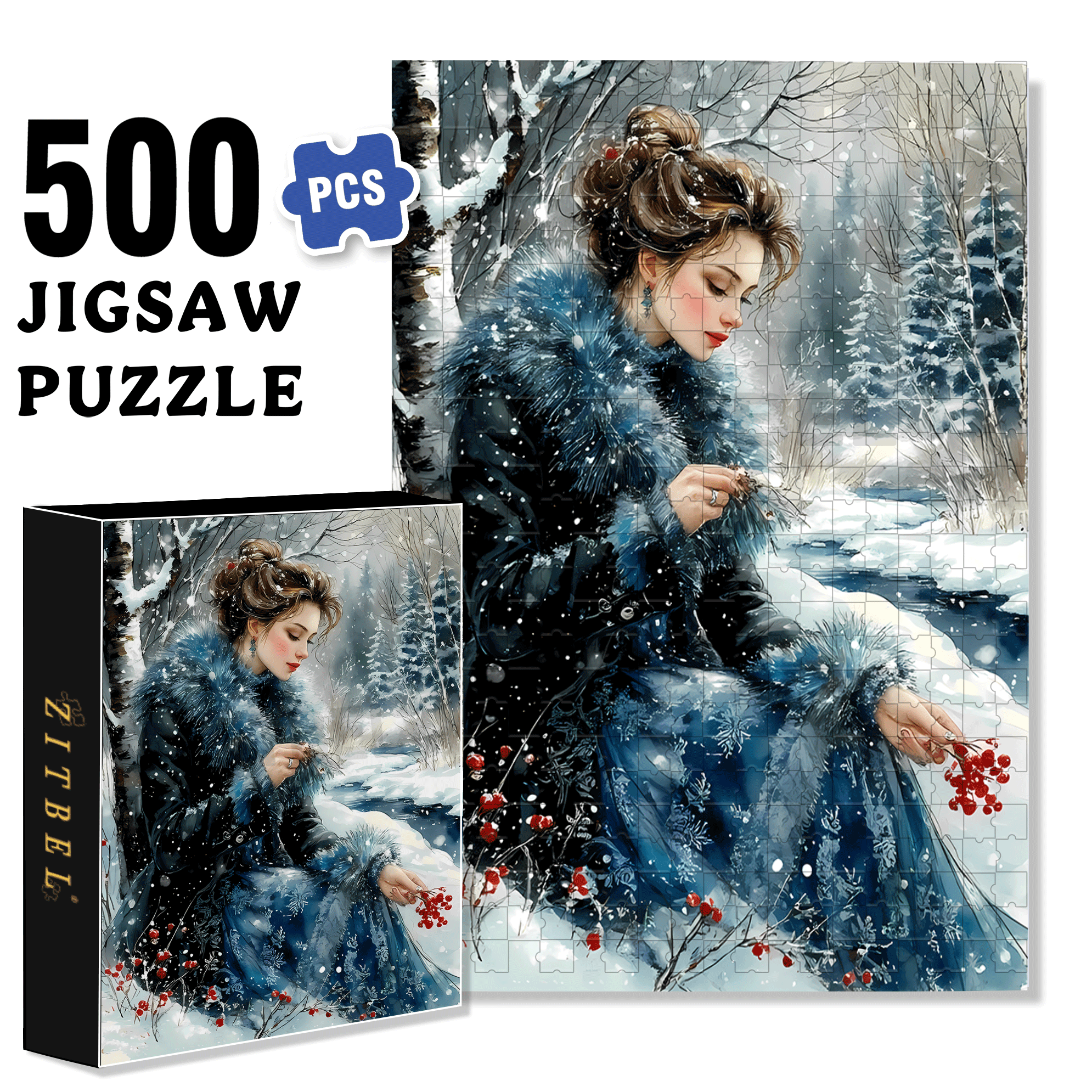 Red Fruit 500pcs/1000pcs Jigsaw Puzzle, Scratch-Resistant, Interactive Family Game & Brain-Boosting DIY Decor, Perfect for Halloween, Christmas & New Year Gifts, Family Puzzle Game