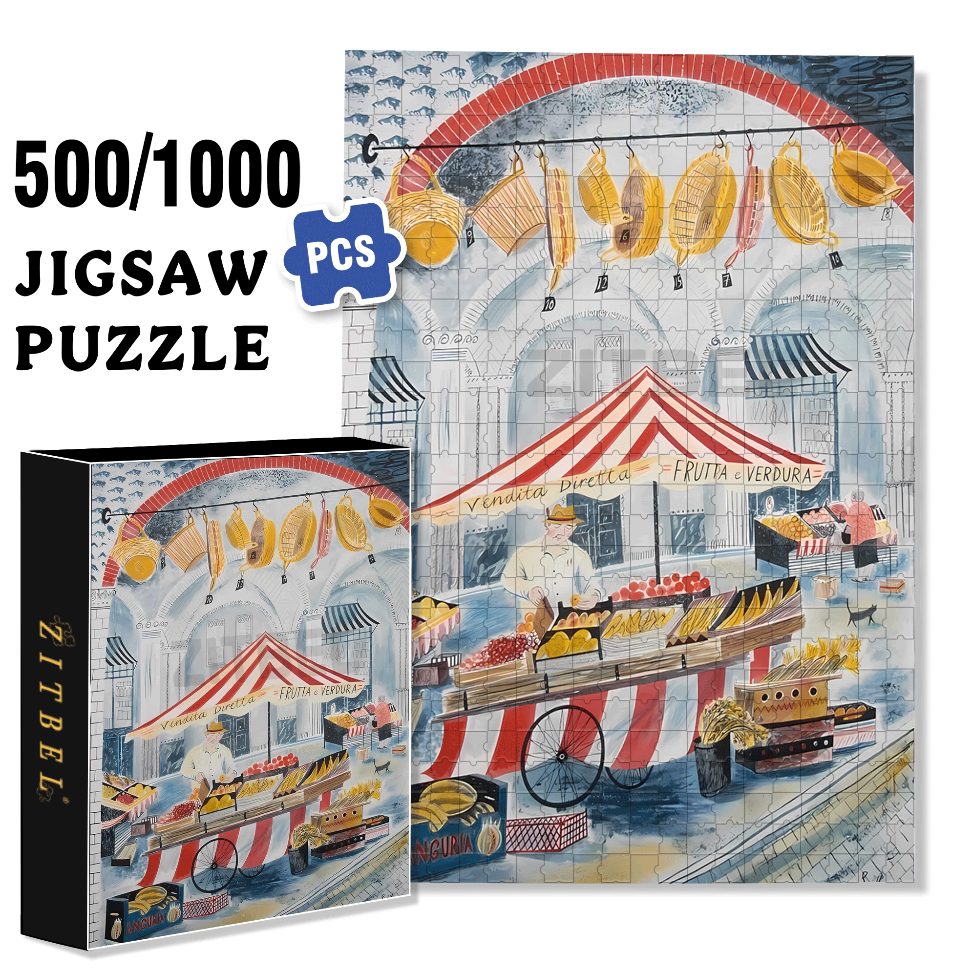 Small Stalls 500pcs/1000pcs Jigsaw Puzzle, Scratch-Resistant, Interactive Family Game & Brain-Boosting DIY Decor, Perfect for Halloween, Christmas & New Year Gifts, Family Puzzle Game