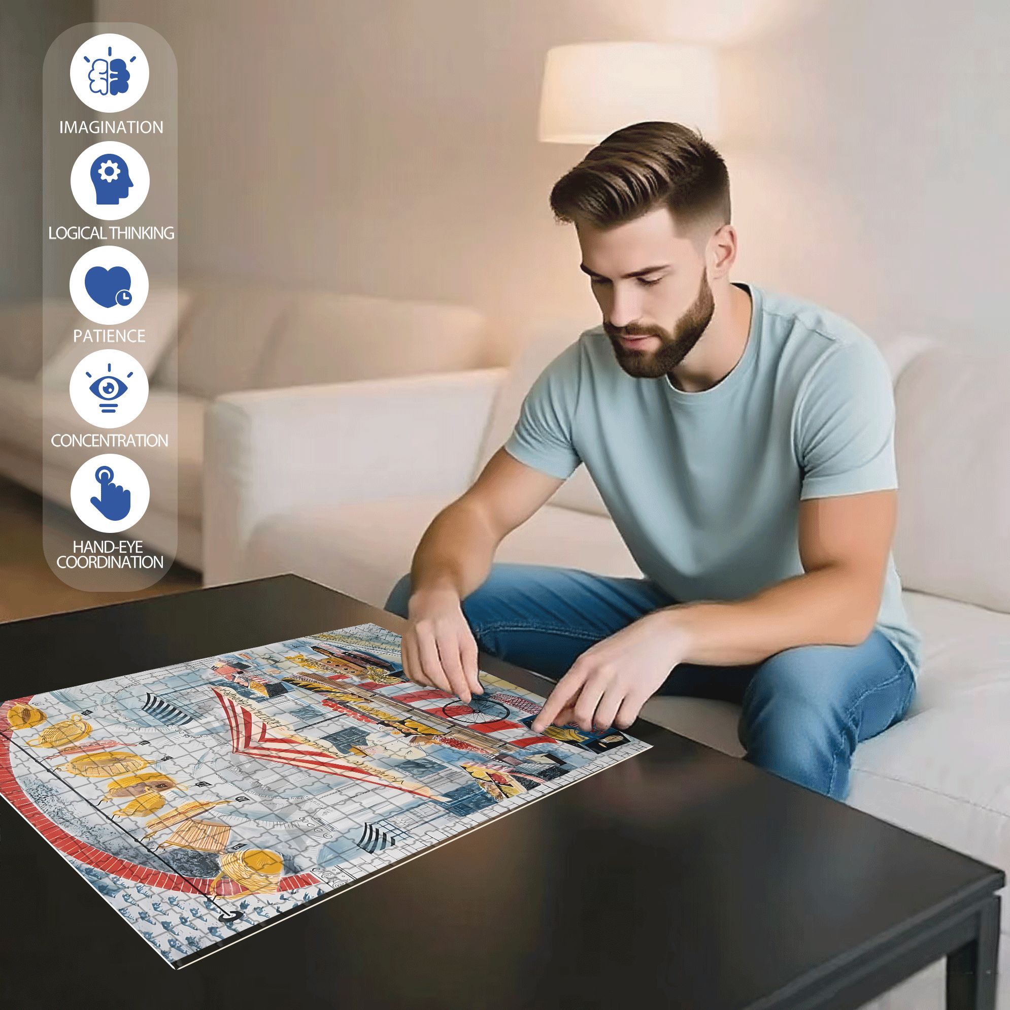 Small Stalls 500pcs/1000pcs Jigsaw Puzzle, Scratch-Resistant, Interactive Family Game & Brain-Boosting DIY Decor, Perfect for Halloween, Christmas & New Year Gifts, Family Puzzle Game