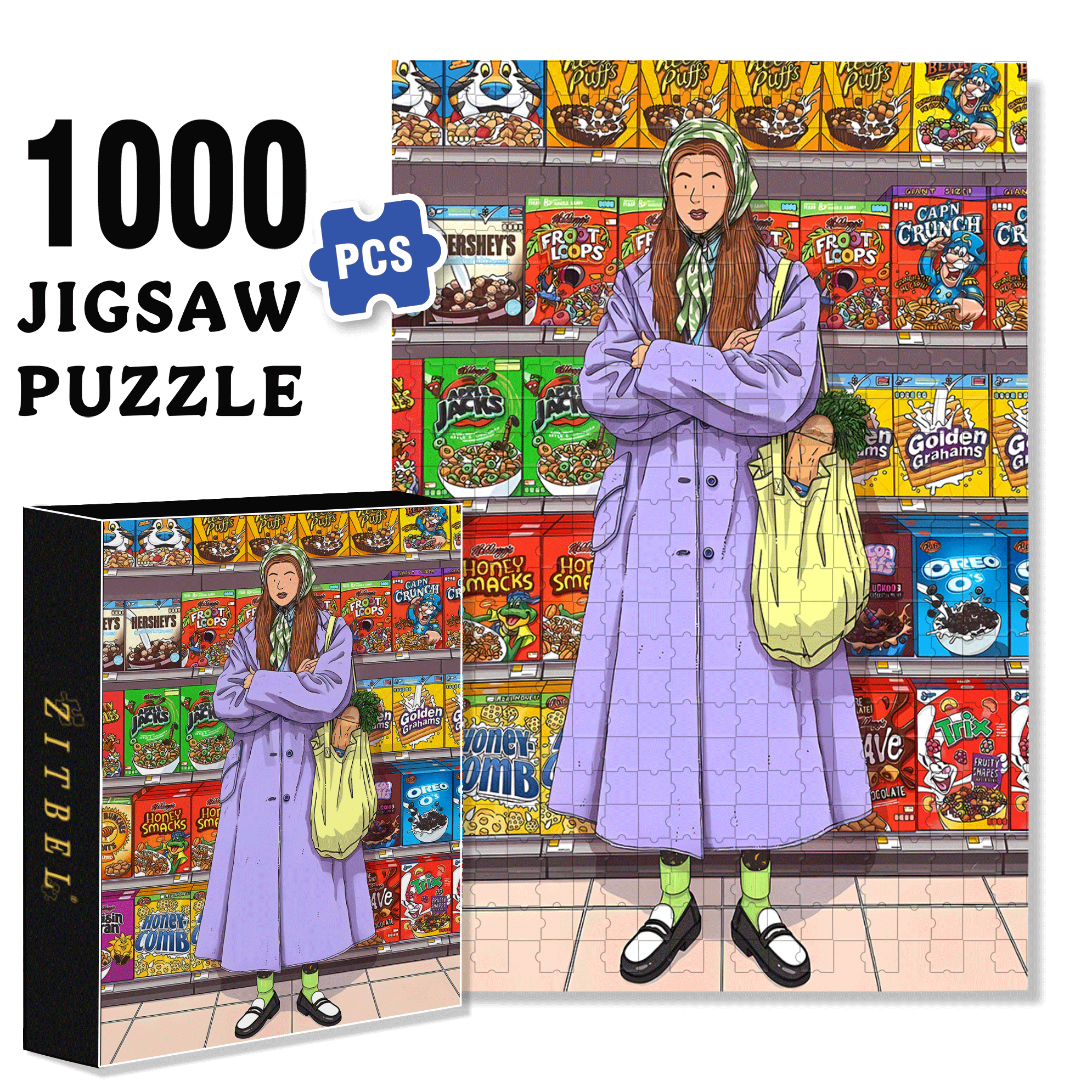 Snack Killer 500pcs/1000pcs Jigsaw Puzzle, Scratch-Resistant, Interactive Family Game & Brain-Boosting DIY Decor, Perfect for Halloween, Christmas & New Year Gifts, Family Puzzle Game