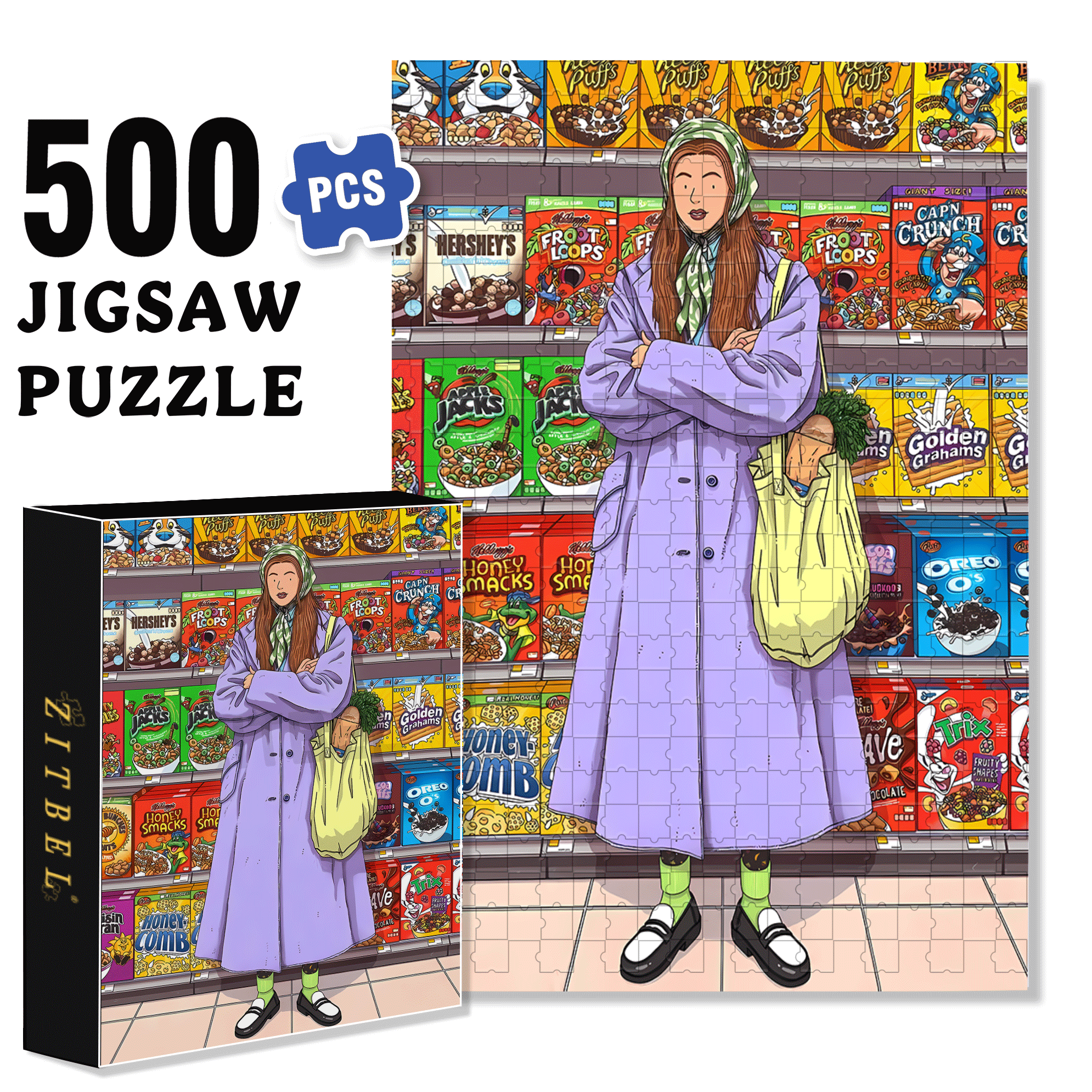 Snack Killer 500pcs/1000pcs Jigsaw Puzzle, Scratch-Resistant, Interactive Family Game & Brain-Boosting DIY Decor, Perfect for Halloween, Christmas & New Year Gifts, Family Puzzle Game