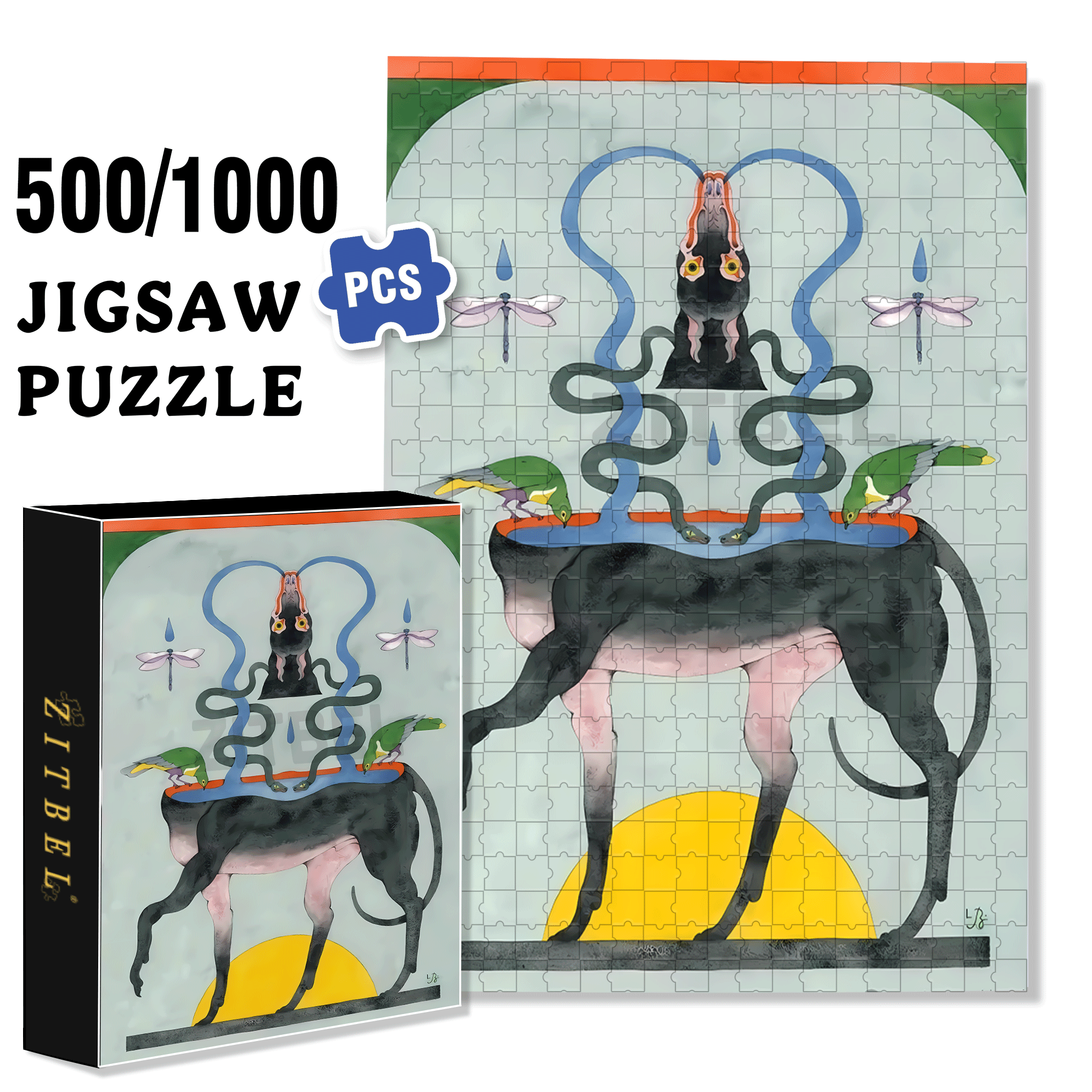 Strange Creatures 2 500pcs/1000pcs Jigsaw Puzzle, Scratch-Resistant, Interactive Family Game & Brain-Boosting DIY Decor, Perfect for Halloween, Christmas & New Year Gifts, Family Puzzle Game