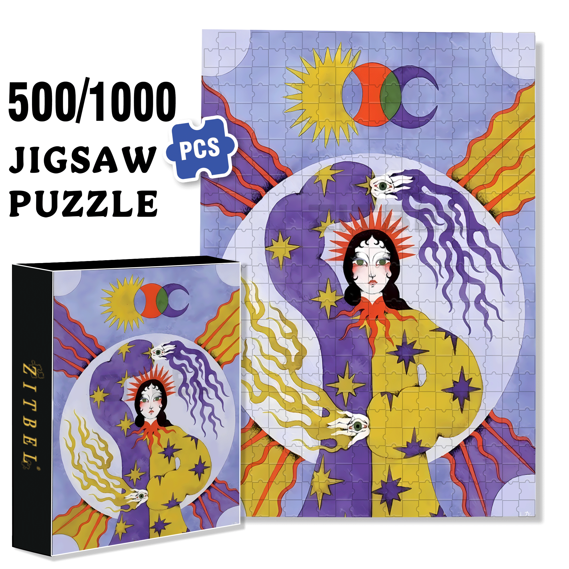 Strange Creatures 3 500pcs/1000pcs Jigsaw Puzzle, Scratch-Resistant, Interactive Family Game & Brain-Boosting DIY Decor, Perfect for Halloween, Christmas & New Year Gifts, Family Puzzle Game