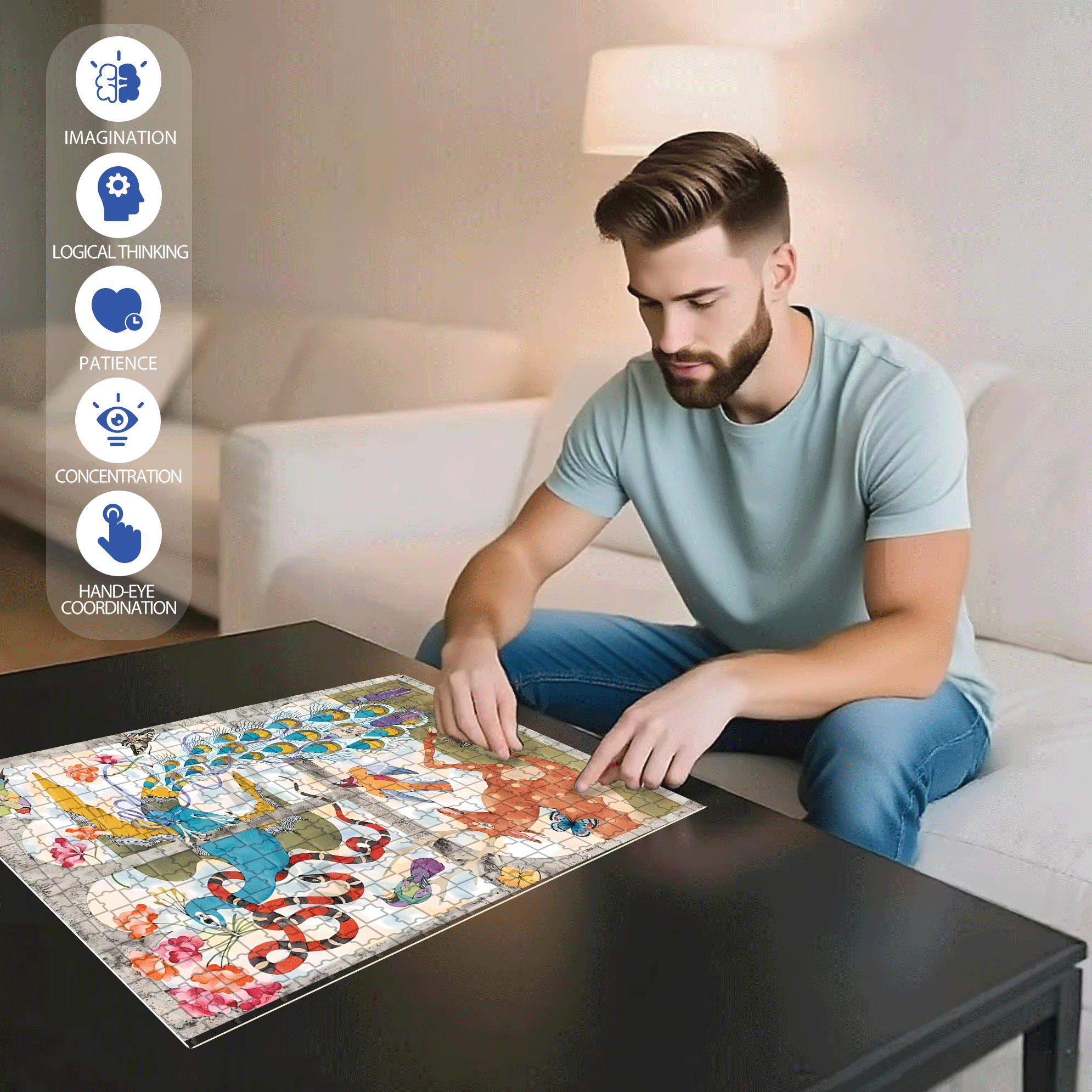 Strange Creatures 7 500pcs/1000pcs Jigsaw Puzzle, Scratch-Resistant, Interactive Family Game & Brain-Boosting DIY Decor, Perfect for Halloween, Christmas & New Year Gifts, Family Puzzle Game
