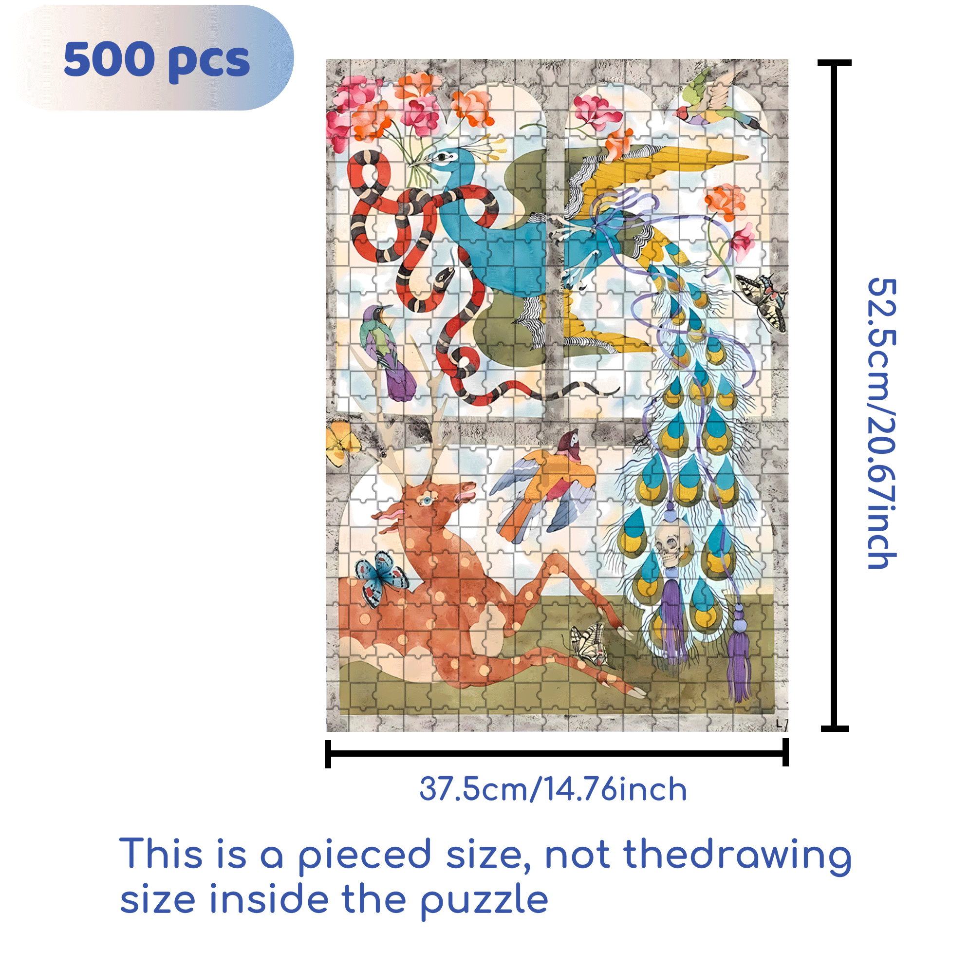Strange Creatures 7 500pcs/1000pcs Jigsaw Puzzle, Scratch-Resistant, Interactive Family Game & Brain-Boosting DIY Decor, Perfect for Halloween, Christmas & New Year Gifts, Family Puzzle Game