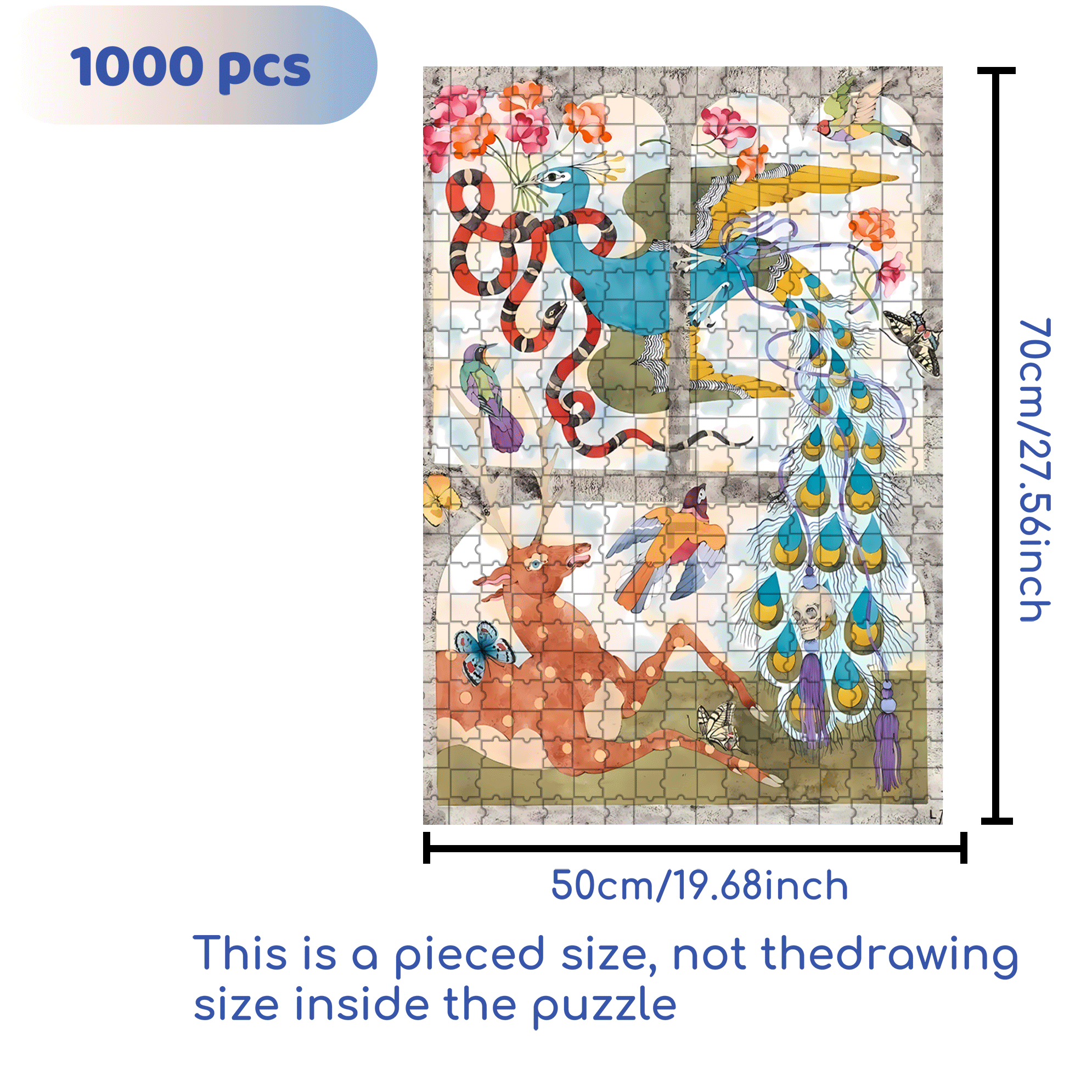 Strange Creatures 7 500pcs/1000pcs Jigsaw Puzzle, Scratch-Resistant, Interactive Family Game & Brain-Boosting DIY Decor, Perfect for Halloween, Christmas & New Year Gifts, Family Puzzle Game