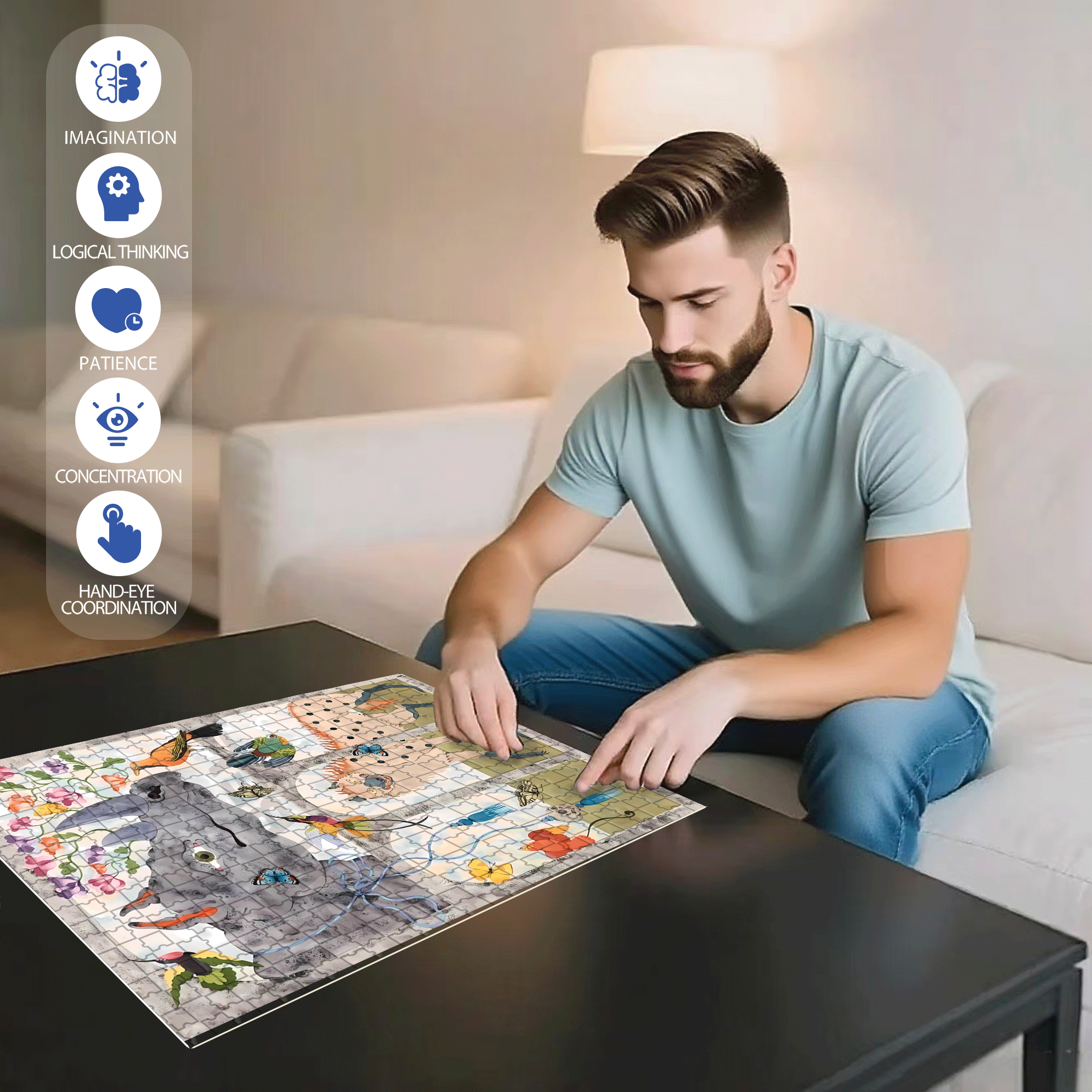 Strange Creatures 8 500pcs/1000pcs Jigsaw Puzzle, Scratch-Resistant, Interactive Family Game & Brain-Boosting DIY Decor, Perfect for Halloween, Christmas & New Year Gifts, Family Puzzle Game