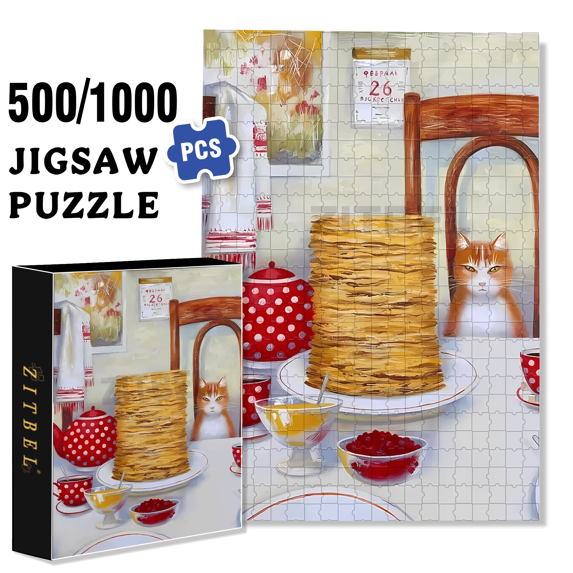 Super Muffin 500pcs/1000pcs Jigsaw Puzzle, Scratch-Resistant, Interactive Family Game & Brain-Boosting DIY Decor, Perfect for Halloween, Christmas & New Year Gifts, Family Puzzle Game