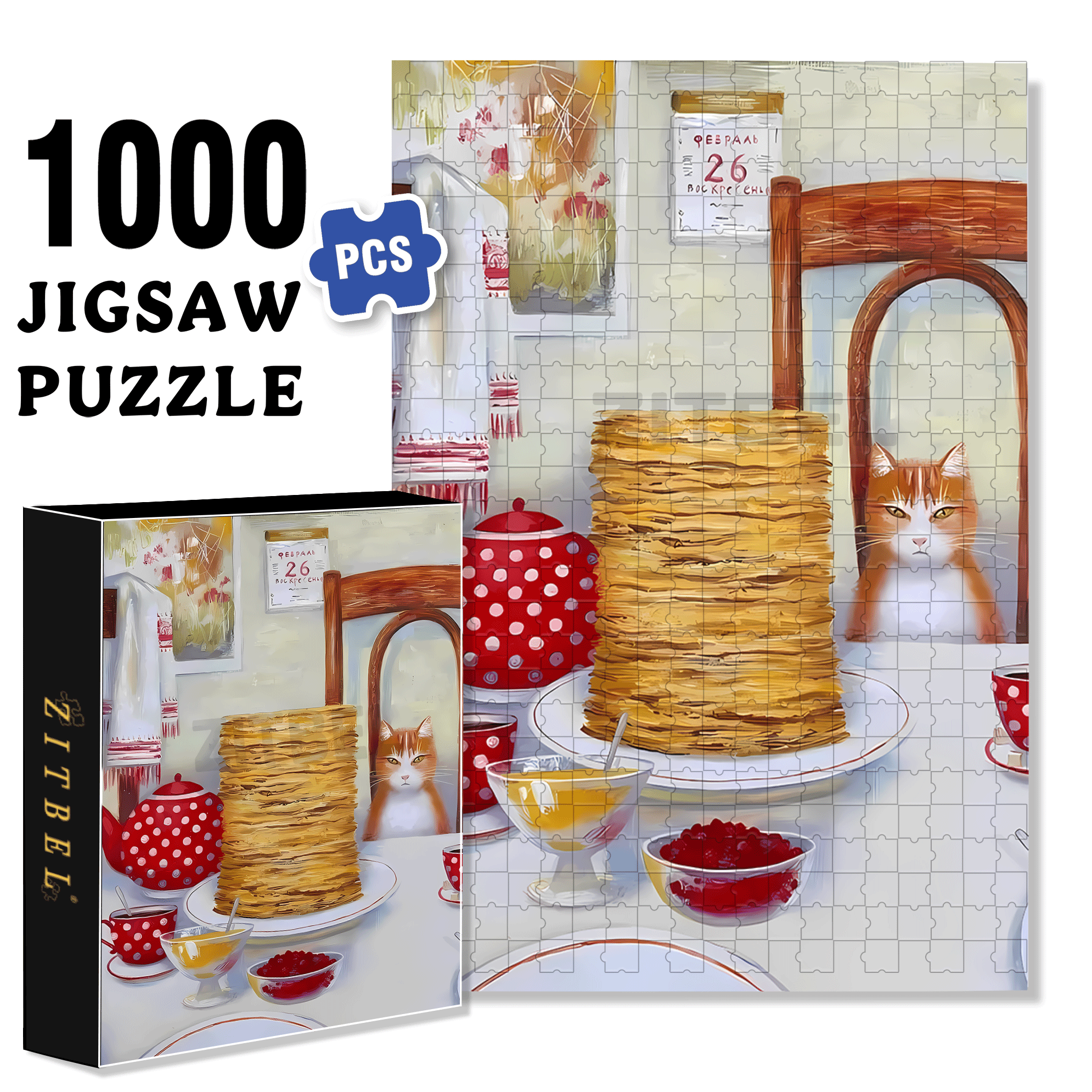 Super Muffin 500pcs/1000pcs Jigsaw Puzzle, Scratch-Resistant, Interactive Family Game & Brain-Boosting DIY Decor, Perfect for Halloween, Christmas & New Year Gifts, Family Puzzle Game