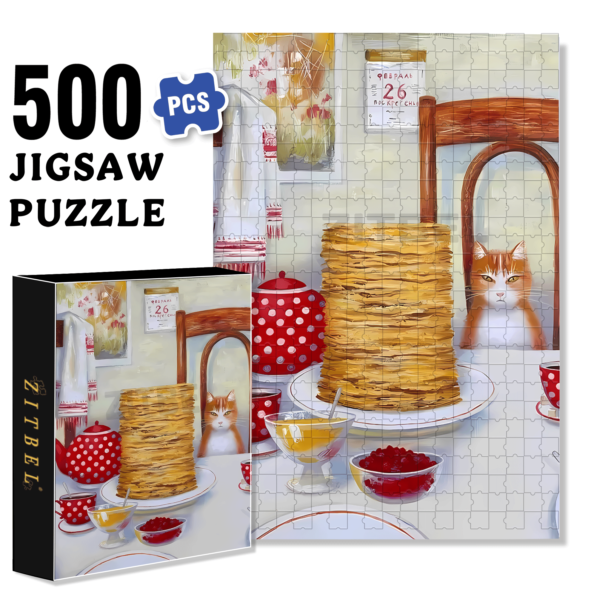 Super Muffin 500pcs/1000pcs Jigsaw Puzzle, Scratch-Resistant, Interactive Family Game & Brain-Boosting DIY Decor, Perfect for Halloween, Christmas & New Year Gifts, Family Puzzle Game