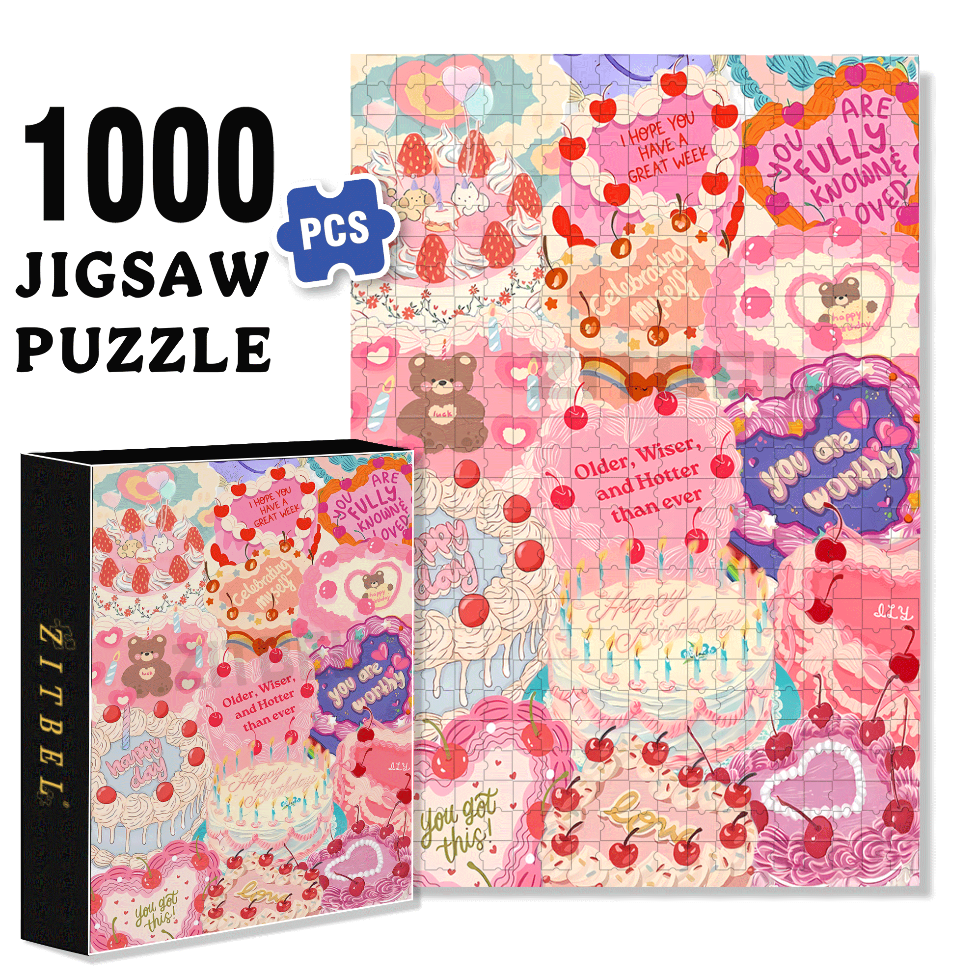 Sweetness Overload 500pcs/1000pcs Jigsaw Puzzle, Scratch-Resistant, Interactive Family Game & Brain-Boosting DIY Decor, Perfect for Halloween, Christmas & New Year Gifts, Family Puzzle Game