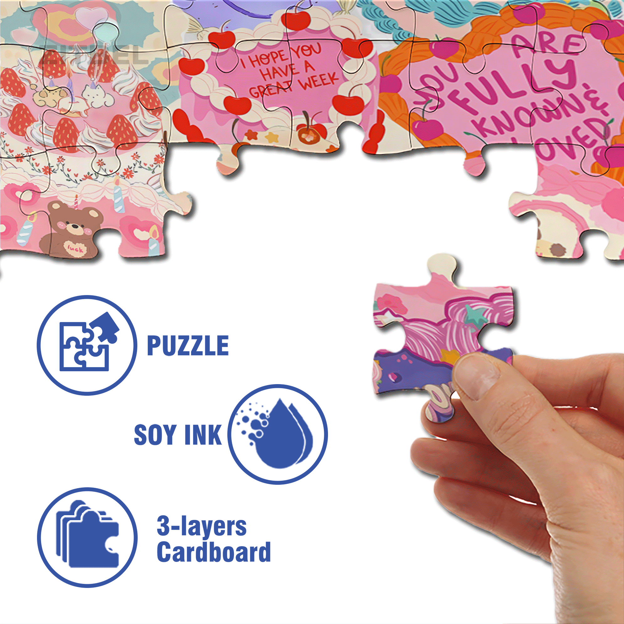 Sweetness Overload 500pcs/1000pcs Jigsaw Puzzle, Scratch-Resistant, Interactive Family Game & Brain-Boosting DIY Decor, Perfect for Halloween, Christmas & New Year Gifts, Family Puzzle Game