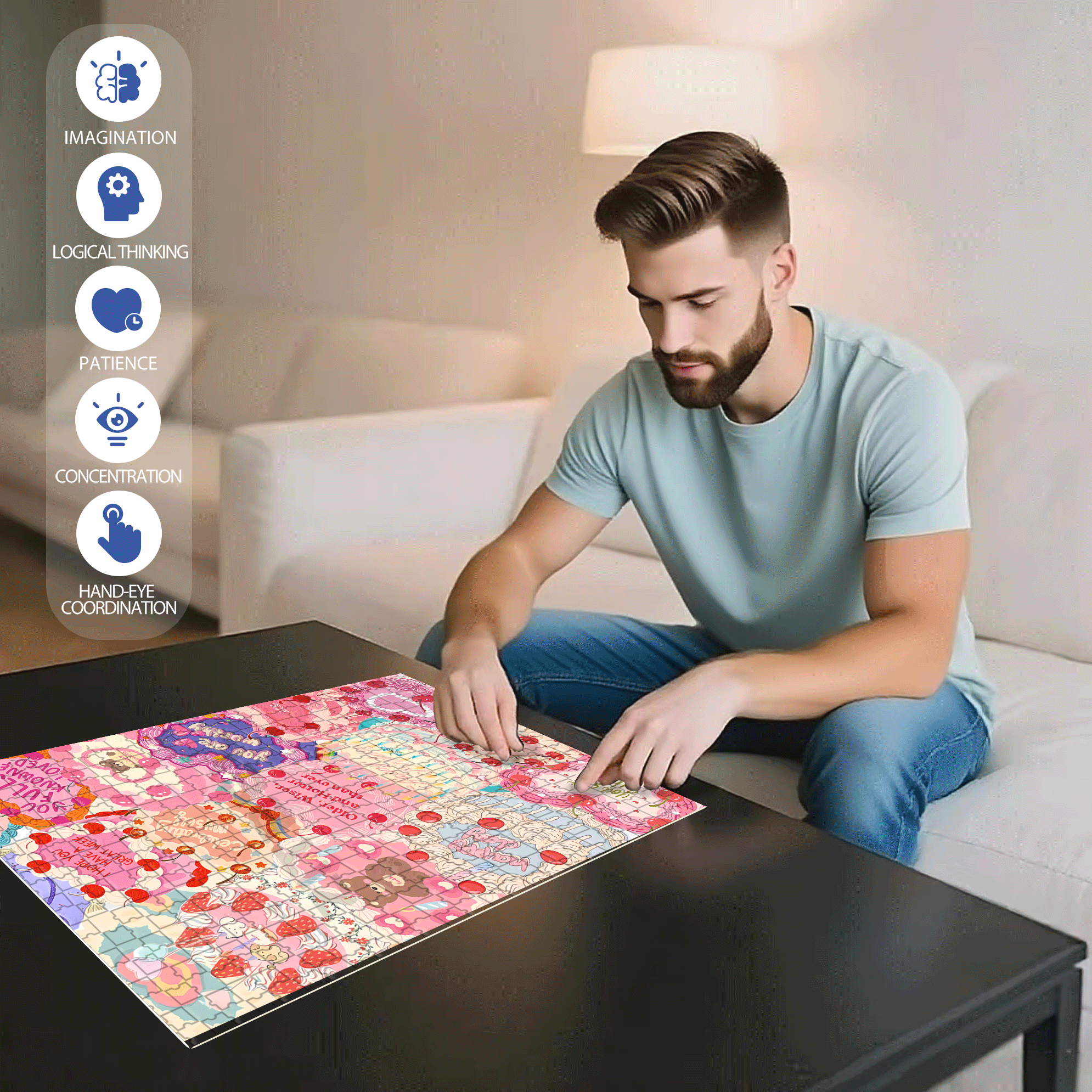 Sweetness Overload 500pcs/1000pcs Jigsaw Puzzle, Scratch-Resistant, Interactive Family Game & Brain-Boosting DIY Decor, Perfect for Halloween, Christmas & New Year Gifts, Family Puzzle Game