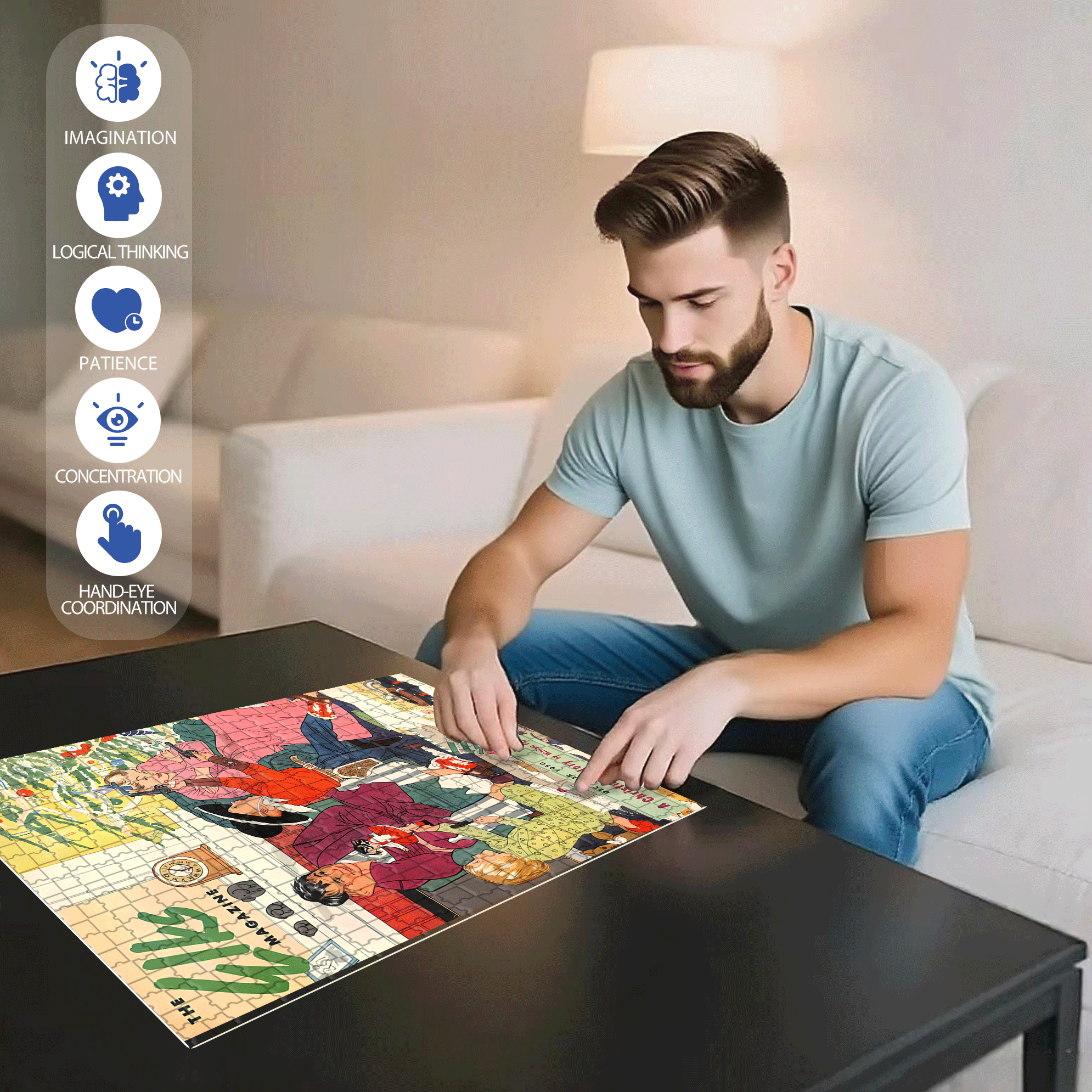 The Best Christmas Gift 500pcs/1000pcs Jigsaw Puzzle, Scratch-Resistant, Interactive Family Game & Brain-Boosting DIY Decor, Perfect for Halloween, Christmas & New Year Gifts, Family Puzzle Game
