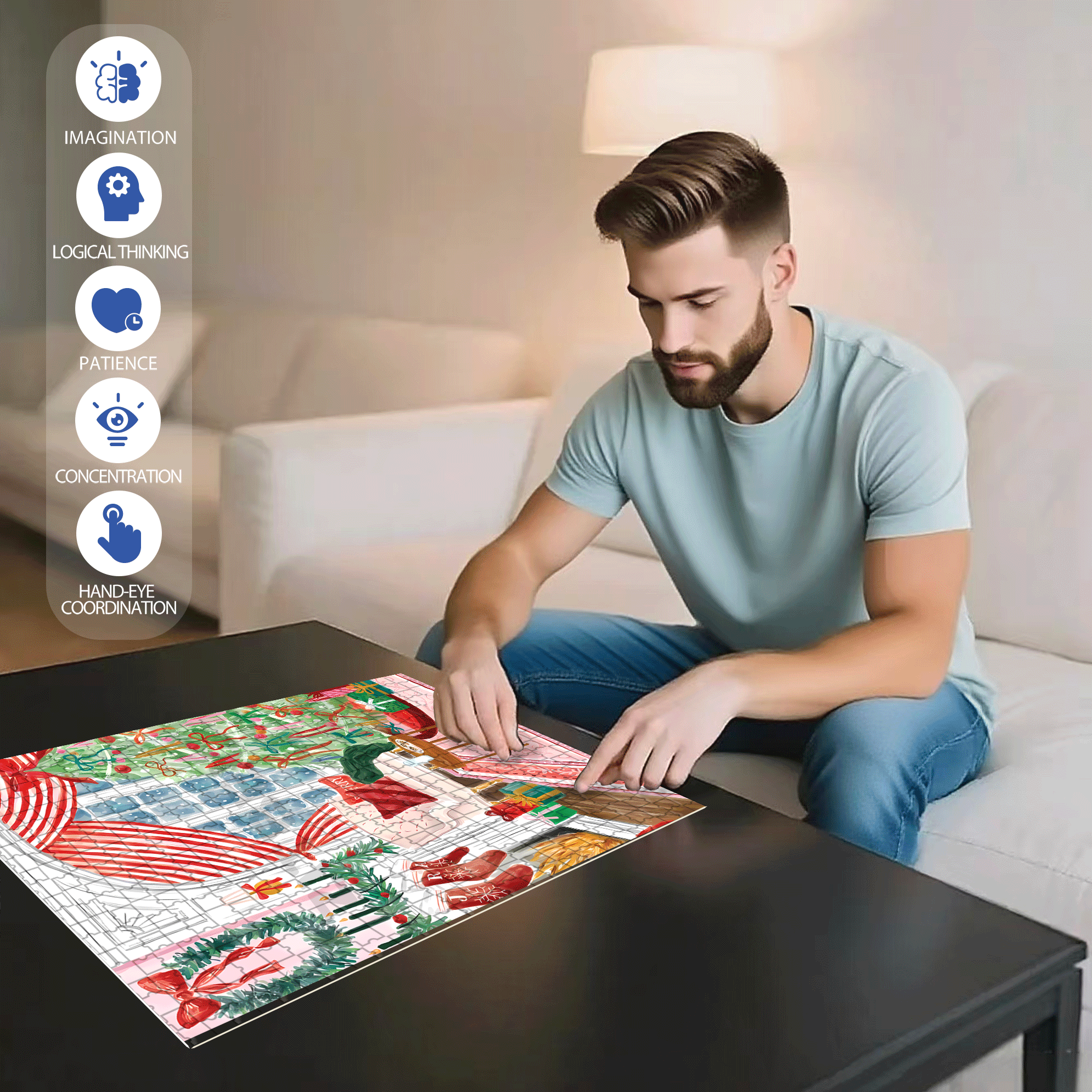 The Night Before Christmas 500pcs/1000pcs Jigsaw Puzzle, Scratch-Resistant, Interactive Family Game & Brain-Boosting DIY Decor, Perfect for Halloween, Christmas & New Year Gifts, Family Puzzle Game