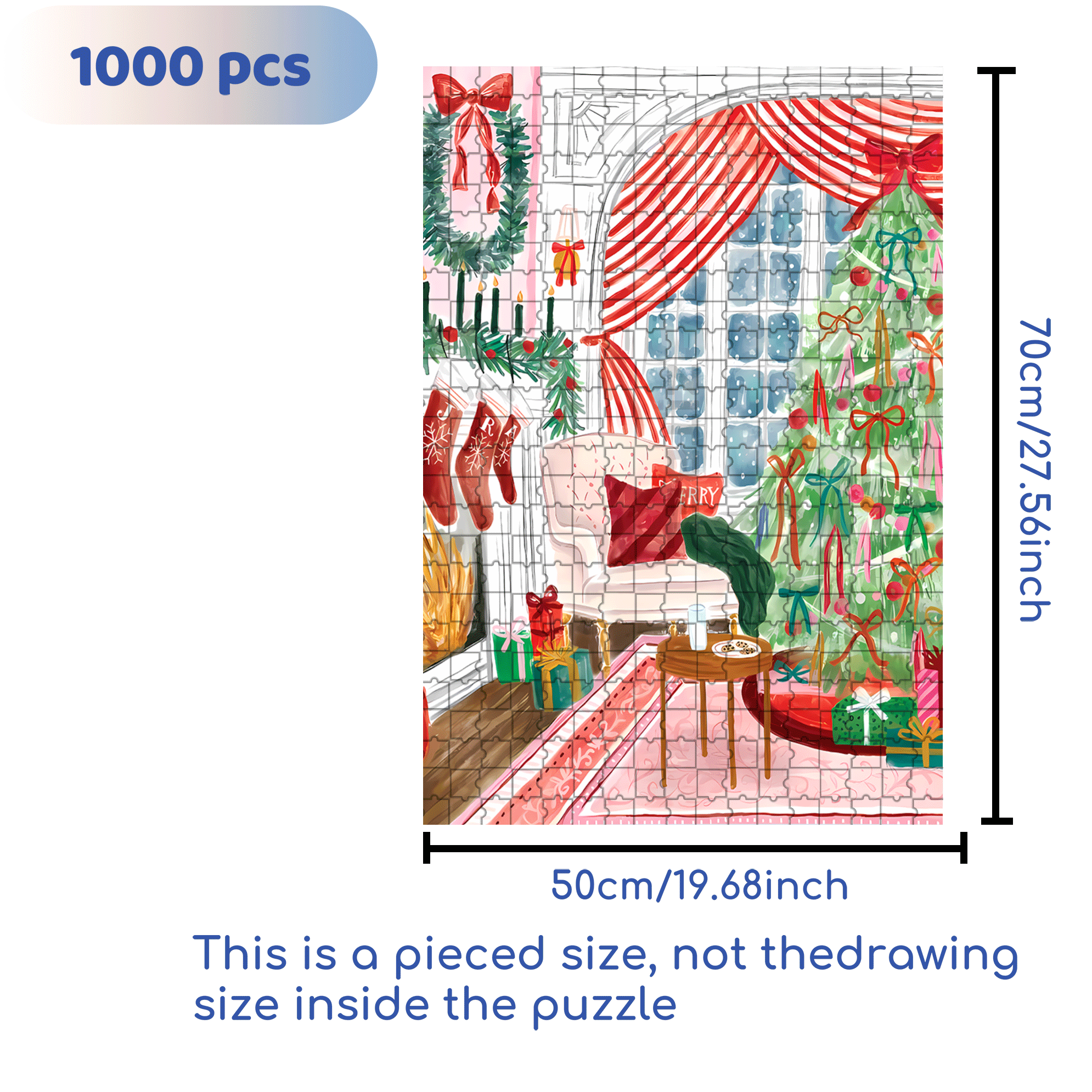 The Night Before Christmas 500pcs/1000pcs Jigsaw Puzzle, Scratch-Resistant, Interactive Family Game & Brain-Boosting DIY Decor, Perfect for Halloween, Christmas & New Year Gifts, Family Puzzle Game