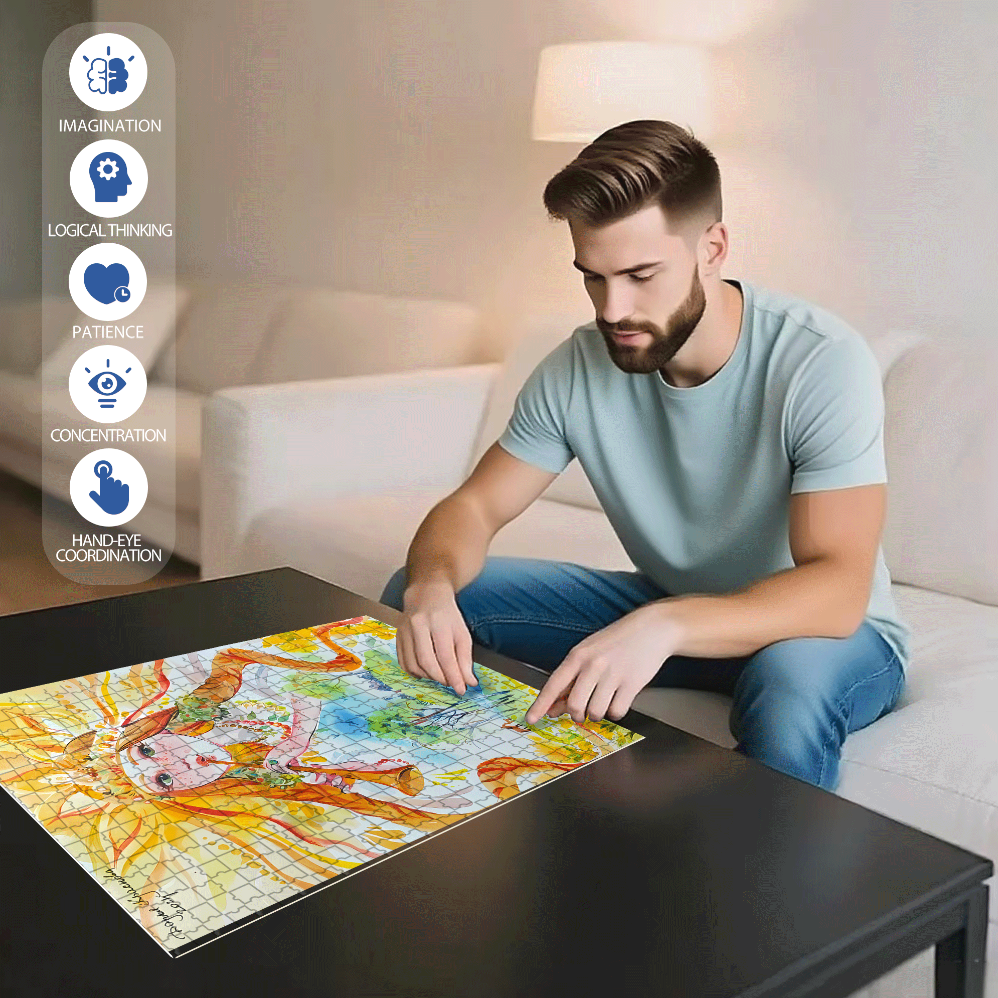 Warm The Earth 500pcs/1000pcs Jigsaw Puzzle, Scratch-Resistant, Interactive Family Game & Brain-Boosting DIY Decor, Perfect for Halloween, Christmas & New Year Gifts, Family Puzzle Game
