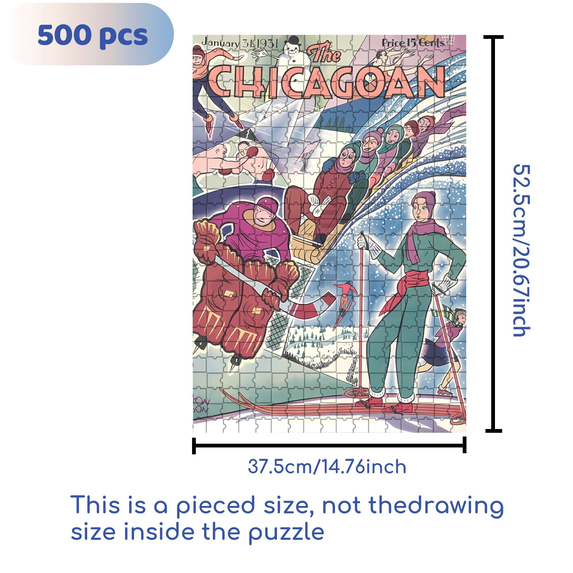 Winter Games 500pcs/1000pcs Jigsaw Puzzle, Scratch-Resistant, Interactive Family Game & Brain-Boosting DIY Decor, Perfect for Halloween, Christmas & New Year Gifts, Family Puzzle Game