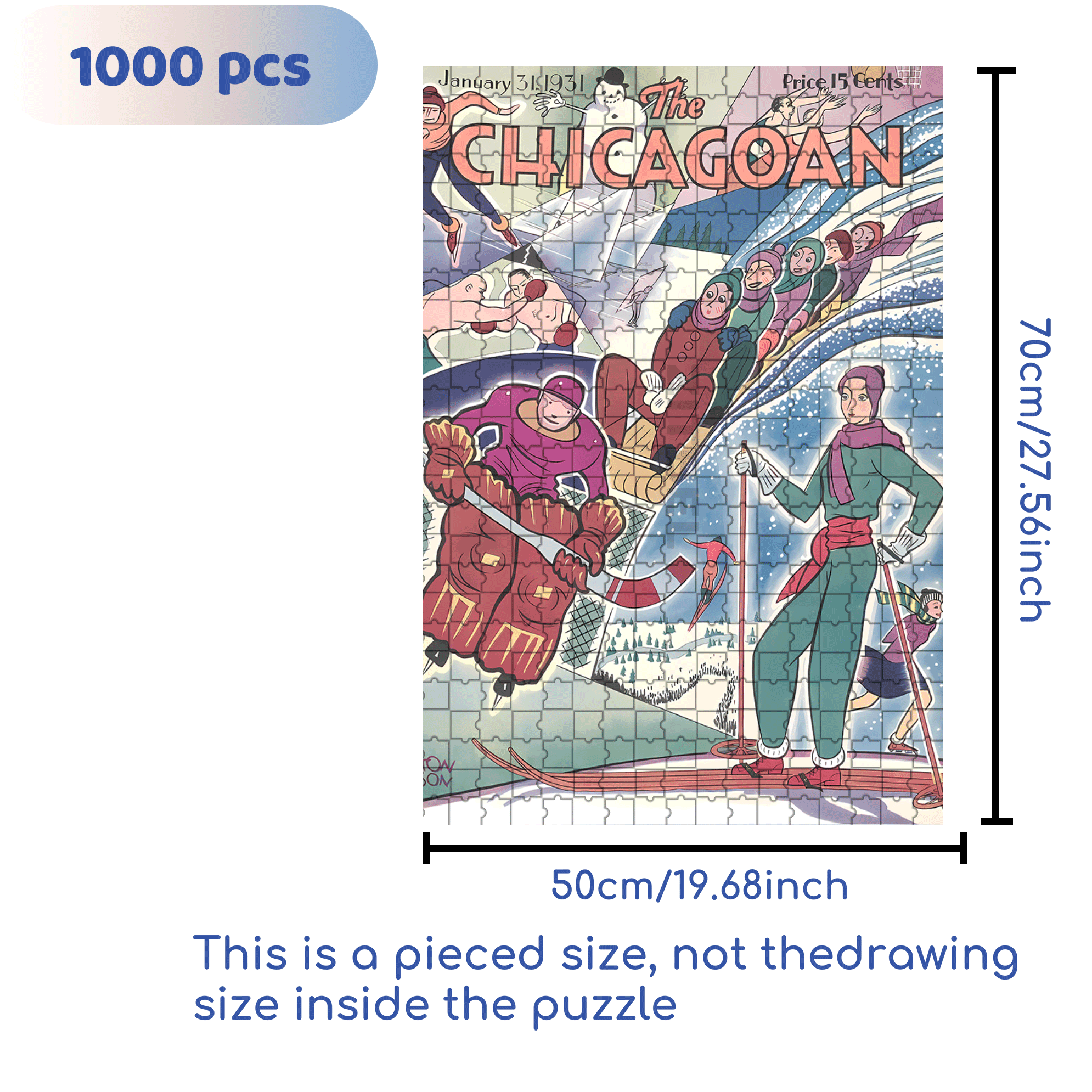 Winter Games 500pcs/1000pcs Jigsaw Puzzle, Scratch-Resistant, Interactive Family Game & Brain-Boosting DIY Decor, Perfect for Halloween, Christmas & New Year Gifts, Family Puzzle Game