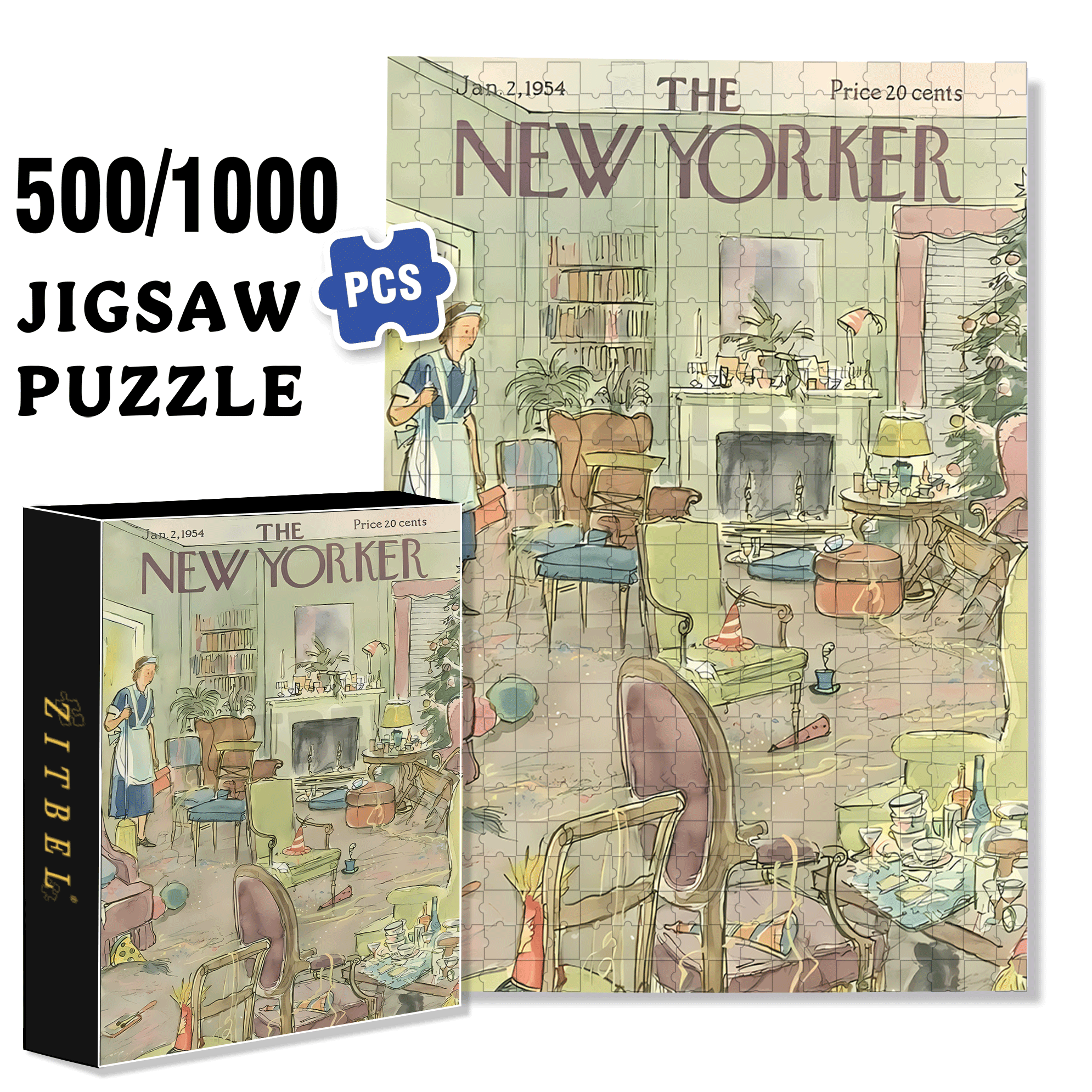 A Complete Mess 500pcs/1000pcs Jigsaw Puzzle, Scratch-Resistant, Interactive Family Game & Brain-Boosting DIY Decor, Perfect for Halloween, Christmas & New Year Gifts, Family Puzzle Game