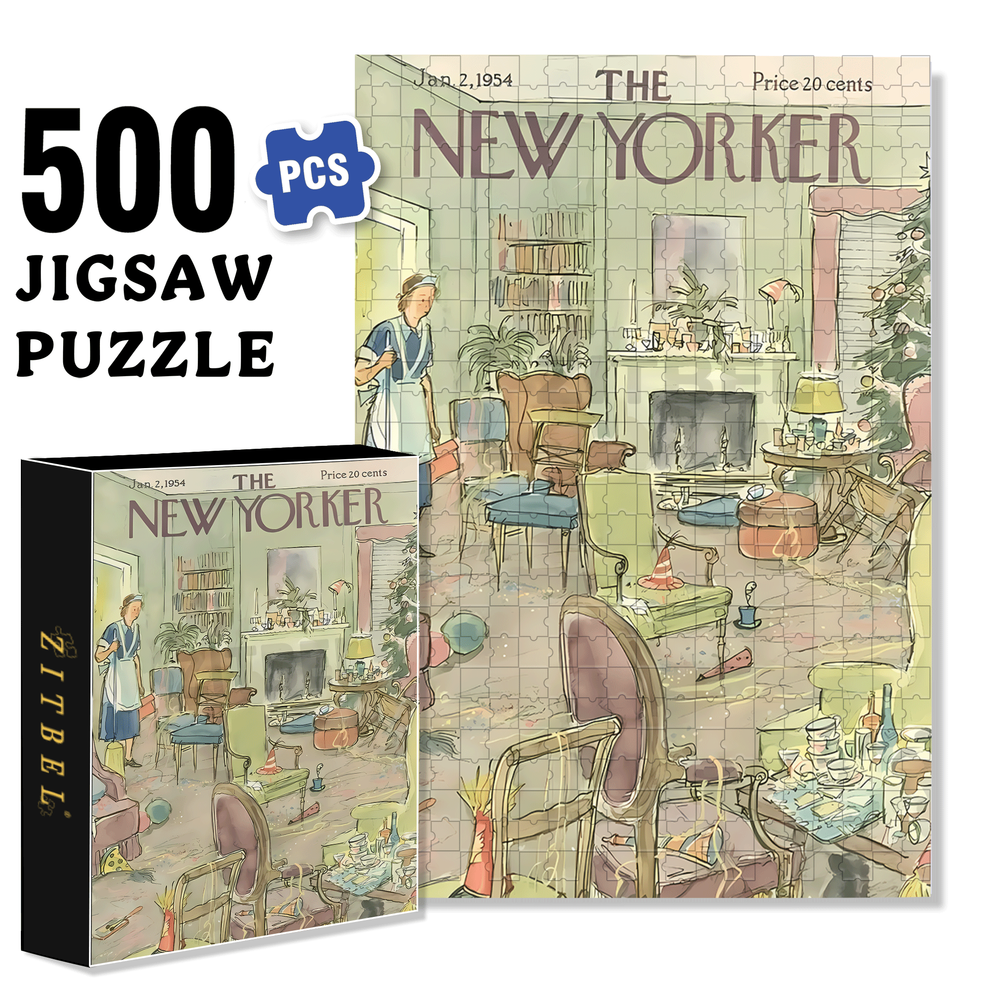 A Complete Mess 500pcs/1000pcs Jigsaw Puzzle, Scratch-Resistant, Interactive Family Game & Brain-Boosting DIY Decor, Perfect for Halloween, Christmas & New Year Gifts, Family Puzzle Game