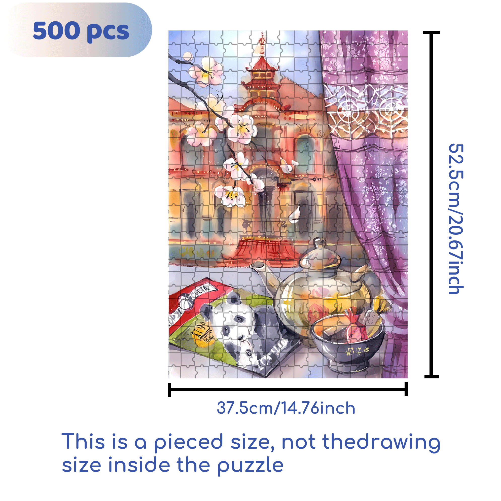 A Pot Of Flower Tea 500pcs/1000pcs Jigsaw Puzzle, Scratch-Resistant, Interactive Family Game & Brain-Boosting DIY Decor, Perfect for Halloween, Christmas & New Year Gifts, Family Puzzle Game