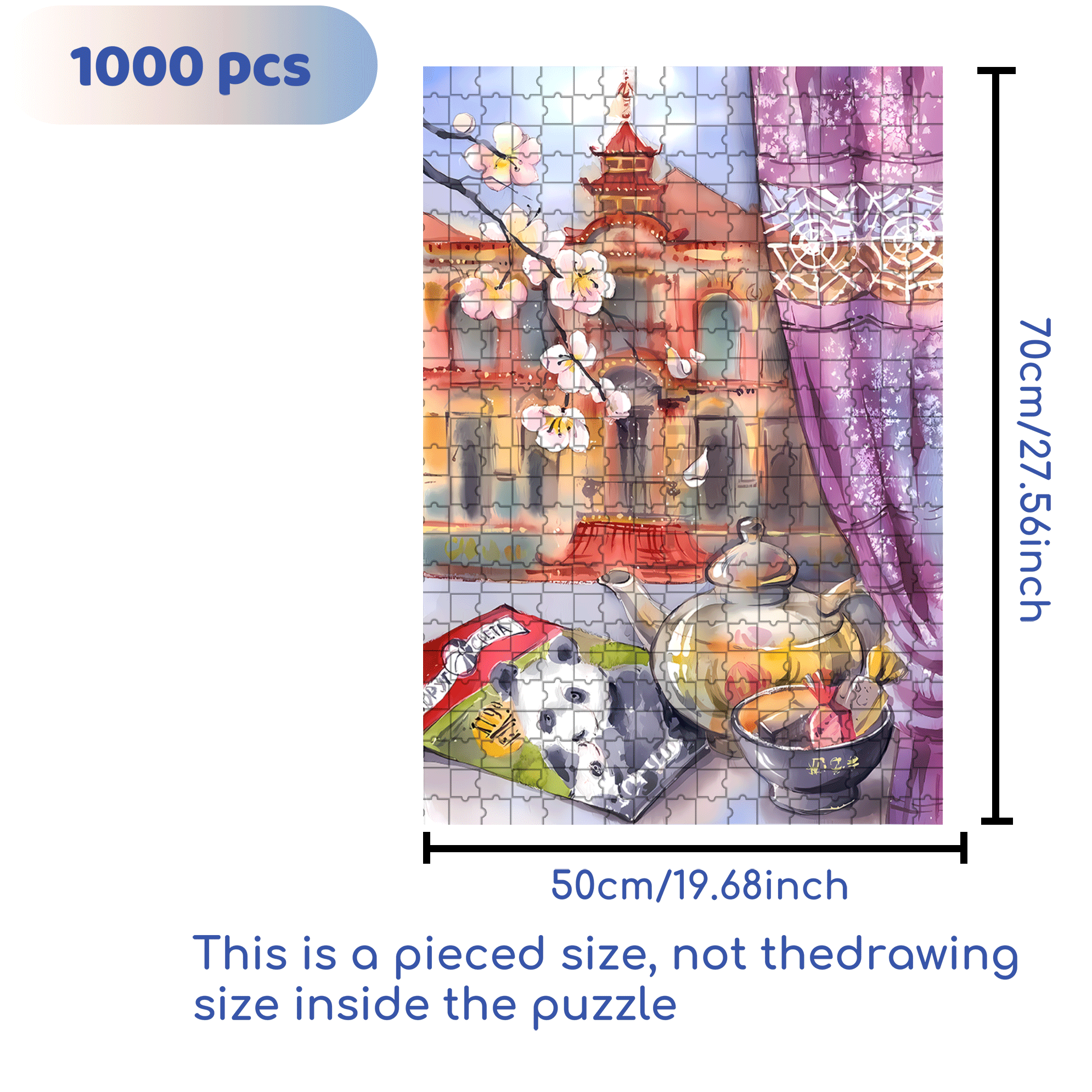 A Pot Of Flower Tea 500pcs/1000pcs Jigsaw Puzzle, Scratch-Resistant, Interactive Family Game & Brain-Boosting DIY Decor, Perfect for Halloween, Christmas & New Year Gifts, Family Puzzle Game