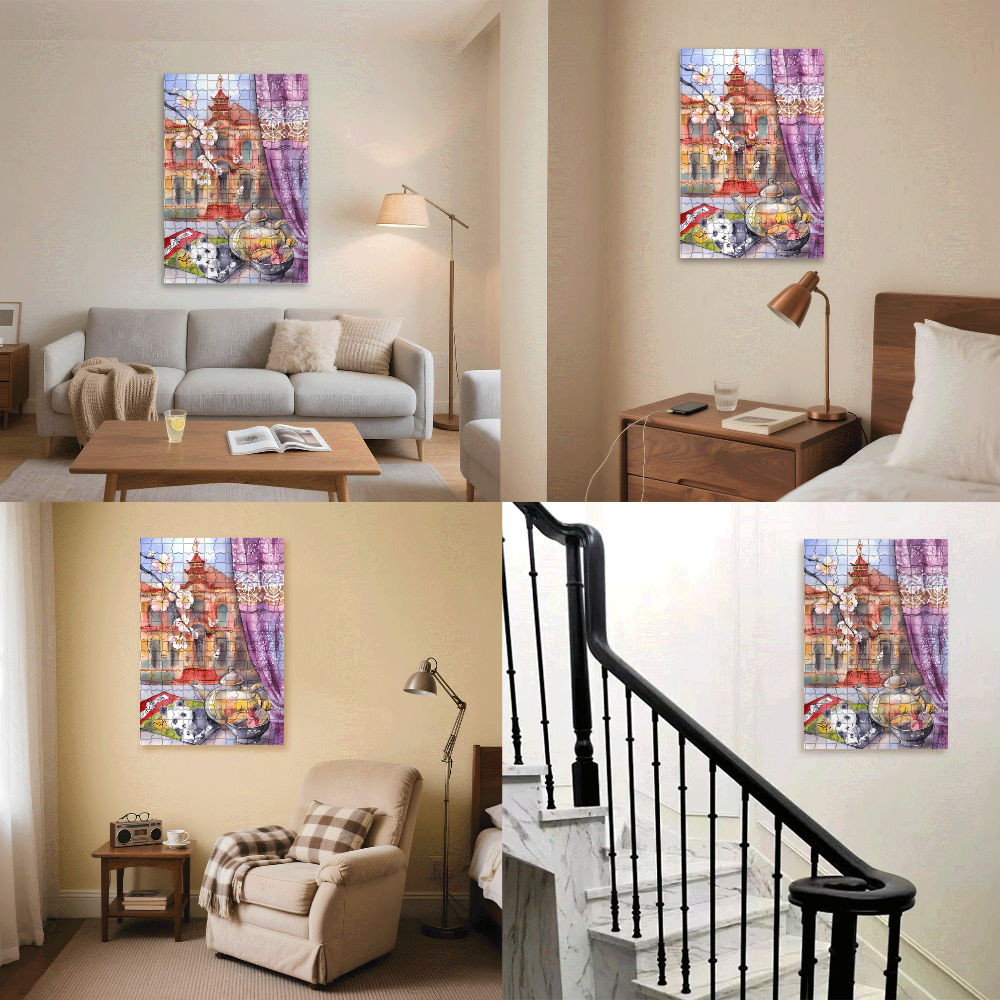 A Pot Of Flower Tea 500pcs/1000pcs Jigsaw Puzzle, Scratch-Resistant, Interactive Family Game & Brain-Boosting DIY Decor, Perfect for Halloween, Christmas & New Year Gifts, Family Puzzle Game