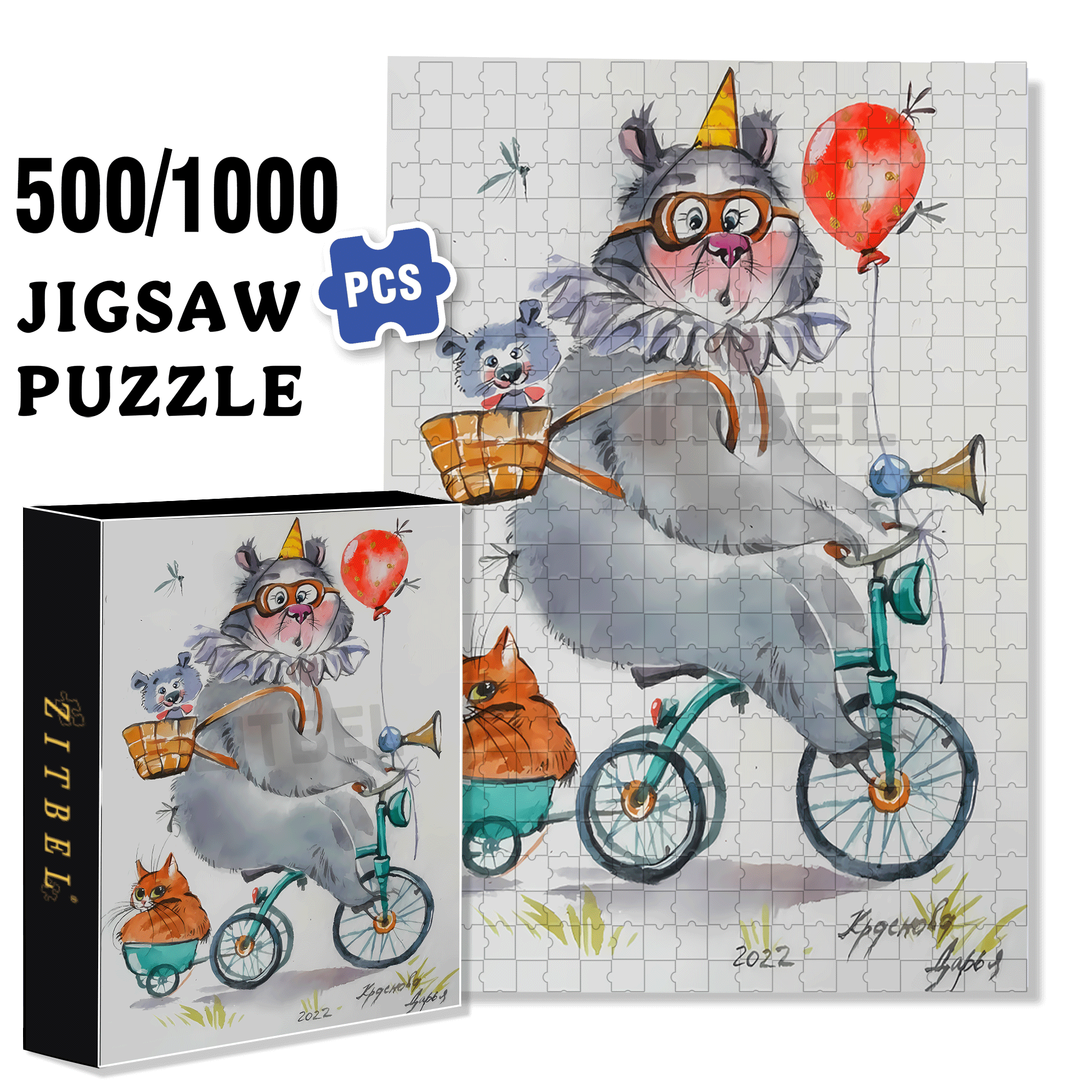 Bear Acrobatics Performance 500pcs/1000pcs Jigsaw Puzzle, Scratch-Resistant, Interactive Family Game & Brain-Boosting DIY Decor, Perfect for Halloween, Christmas & New Year Gifts, Family Puzzle Game