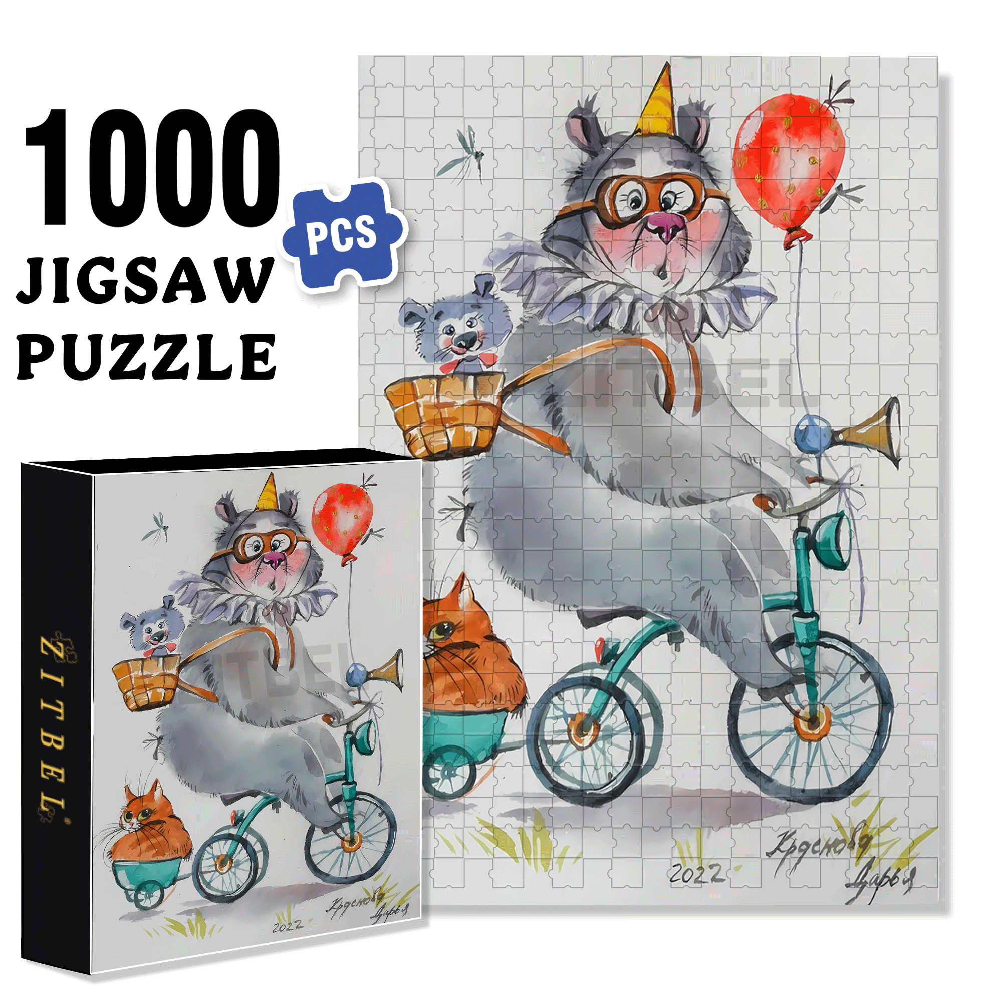 Bear Acrobatics Performance 500pcs/1000pcs Jigsaw Puzzle, Scratch-Resistant, Interactive Family Game & Brain-Boosting DIY Decor, Perfect for Halloween, Christmas & New Year Gifts, Family Puzzle Game