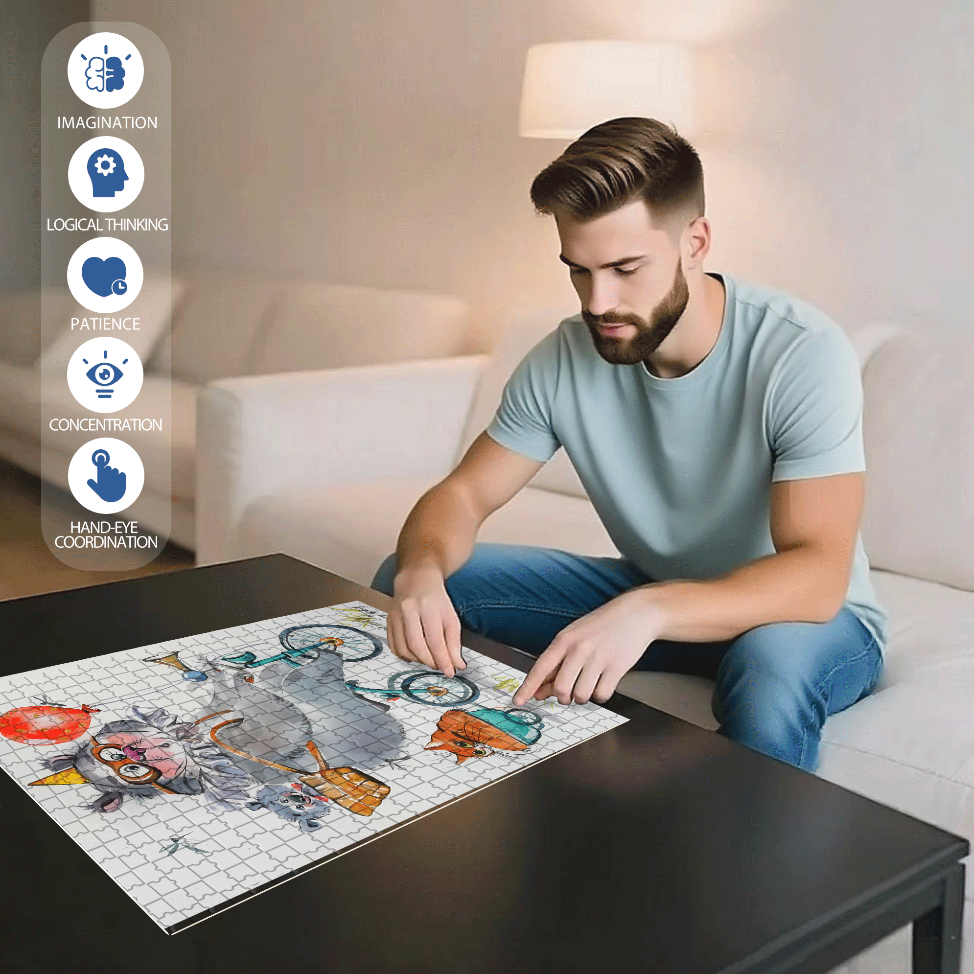 Bear Acrobatics Performance 500pcs/1000pcs Jigsaw Puzzle, Scratch-Resistant, Interactive Family Game & Brain-Boosting DIY Decor, Perfect for Halloween, Christmas & New Year Gifts, Family Puzzle Game