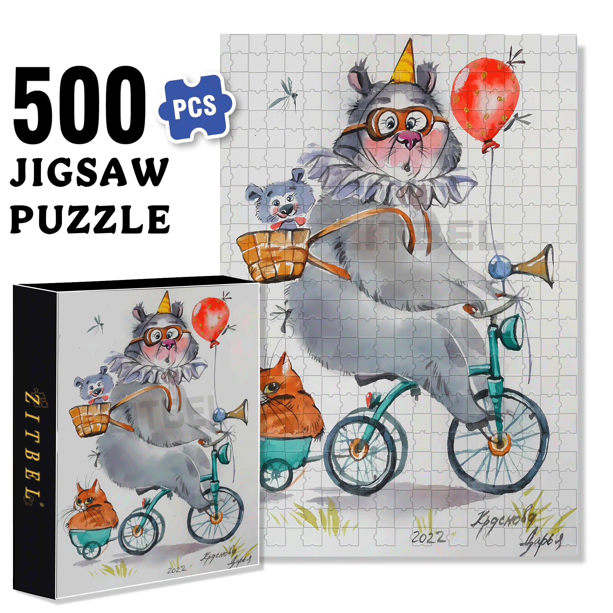 Bear Acrobatics Performance 500pcs/1000pcs Jigsaw Puzzle, Scratch-Resistant, Interactive Family Game & Brain-Boosting DIY Decor, Perfect for Halloween, Christmas & New Year Gifts, Family Puzzle Game
