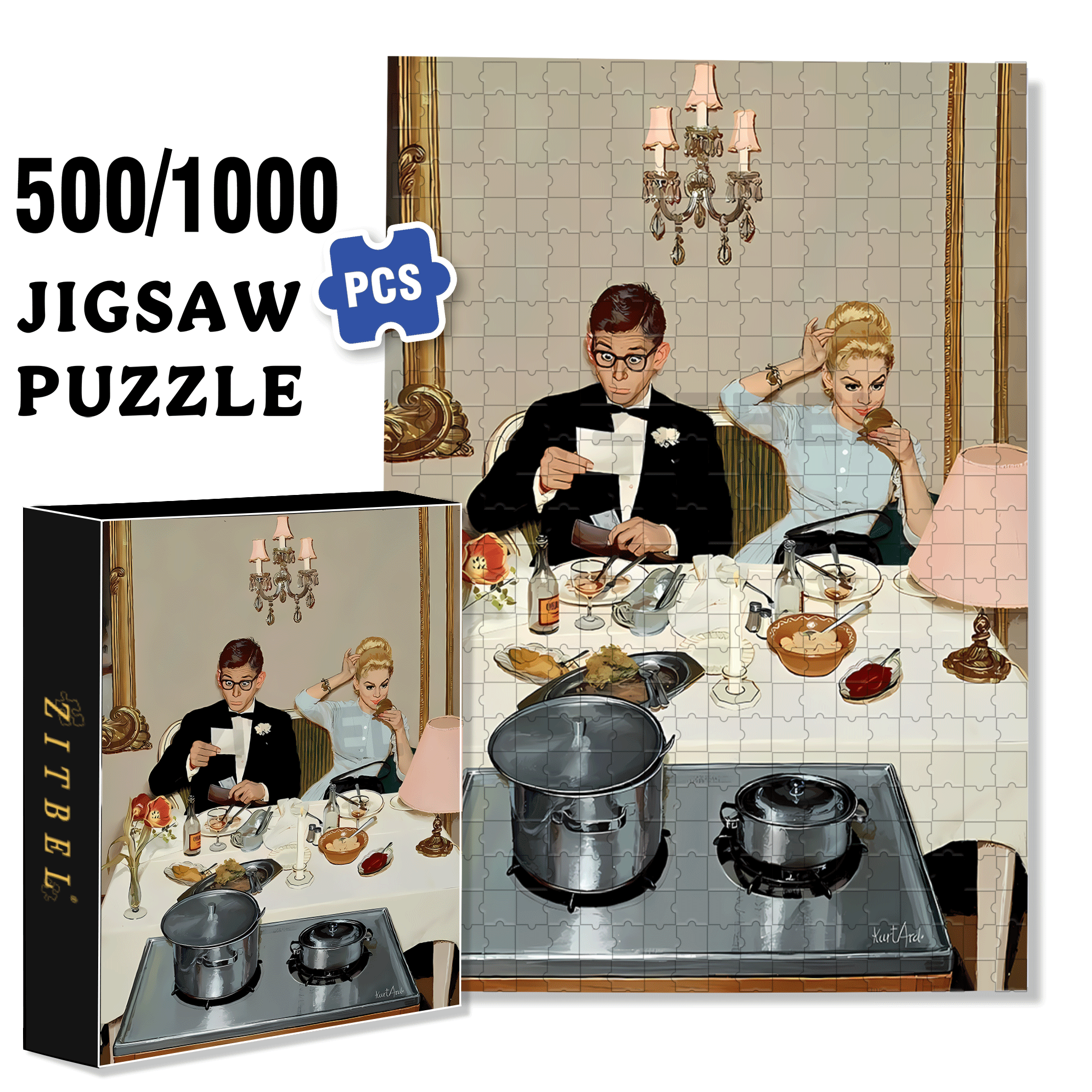 Beautiful Illustrations 500pcs/1000pcs Jigsaw Puzzle, Scratch-Resistant, Interactive Family Game & Brain-Boosting DIY Decor, Perfect for Halloween, Christmas & New Year Gifts, Family Puzzle Game