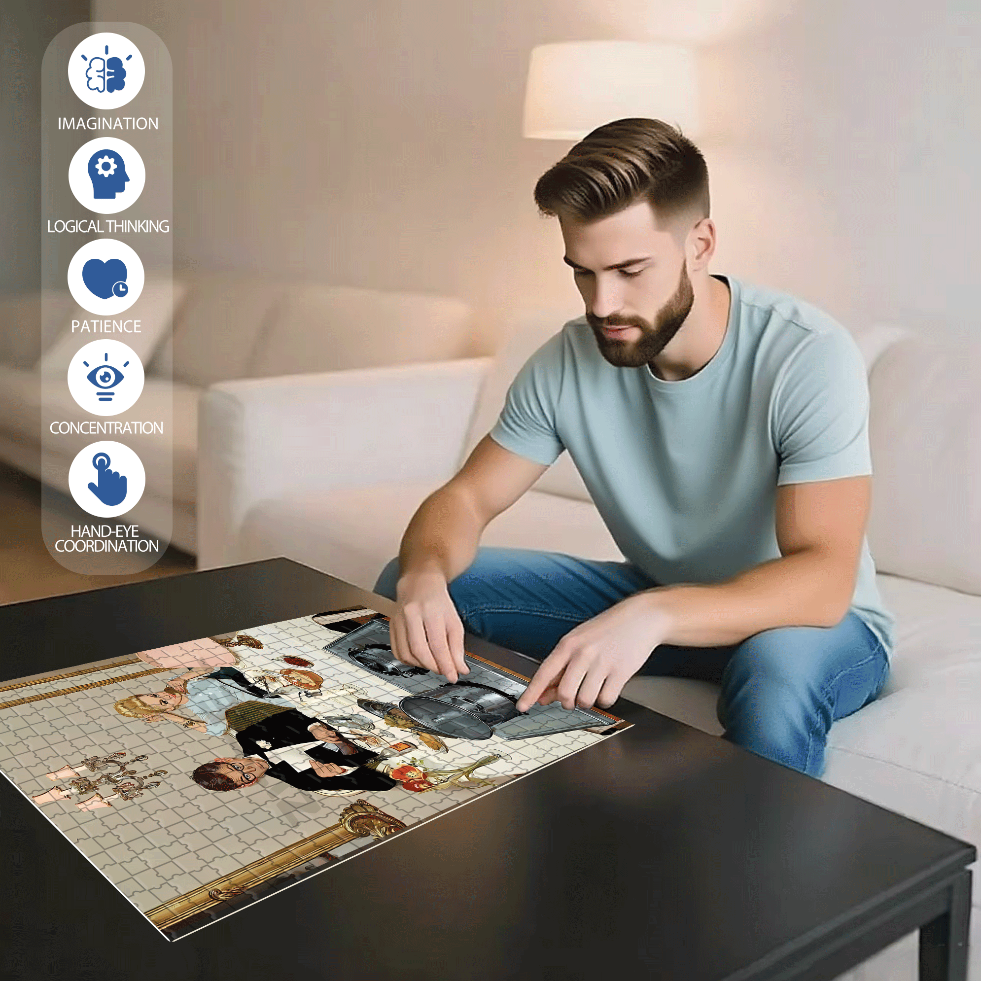 Beautiful Illustrations 500pcs/1000pcs Jigsaw Puzzle, Scratch-Resistant, Interactive Family Game & Brain-Boosting DIY Decor, Perfect for Halloween, Christmas & New Year Gifts, Family Puzzle Game