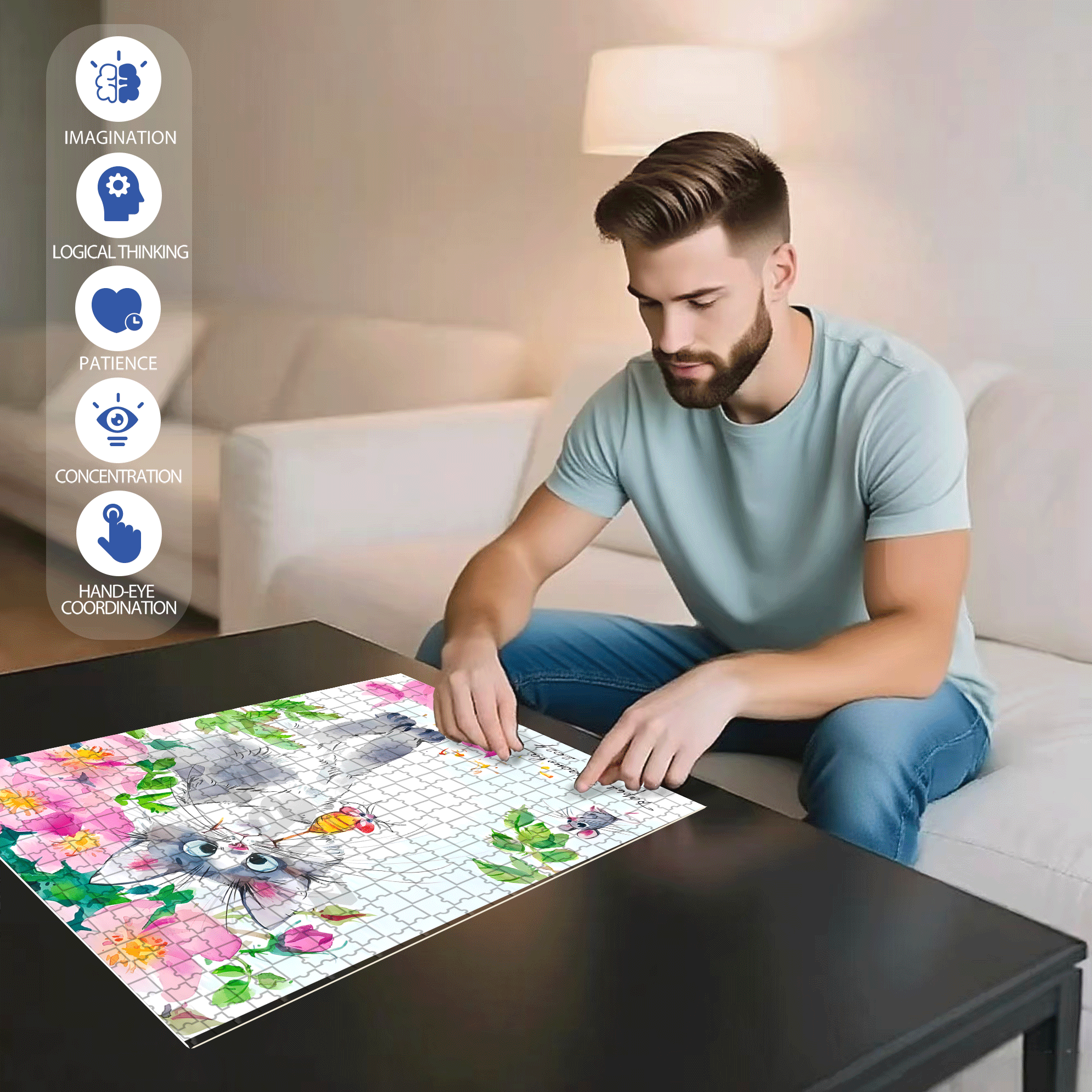 Bee Mouse 500pcs/1000pcs Jigsaw Puzzle, Scratch-Resistant, Interactive Family Game & Brain-Boosting DIY Decor, Perfect for Halloween, Christmas & New Year Gifts, Family Puzzle Game