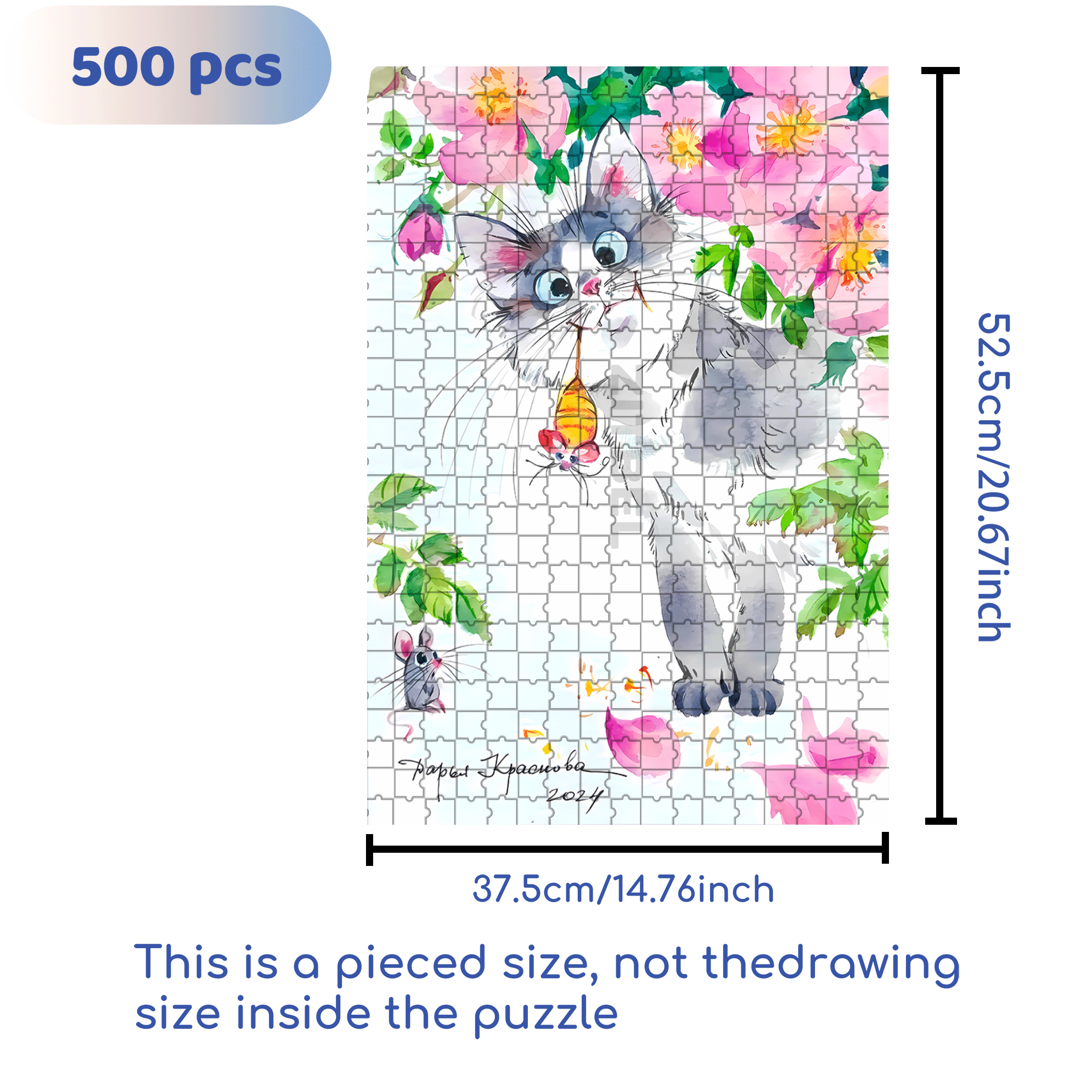 Bee Mouse 500pcs/1000pcs Jigsaw Puzzle, Scratch-Resistant, Interactive Family Game & Brain-Boosting DIY Decor, Perfect for Halloween, Christmas & New Year Gifts, Family Puzzle Game