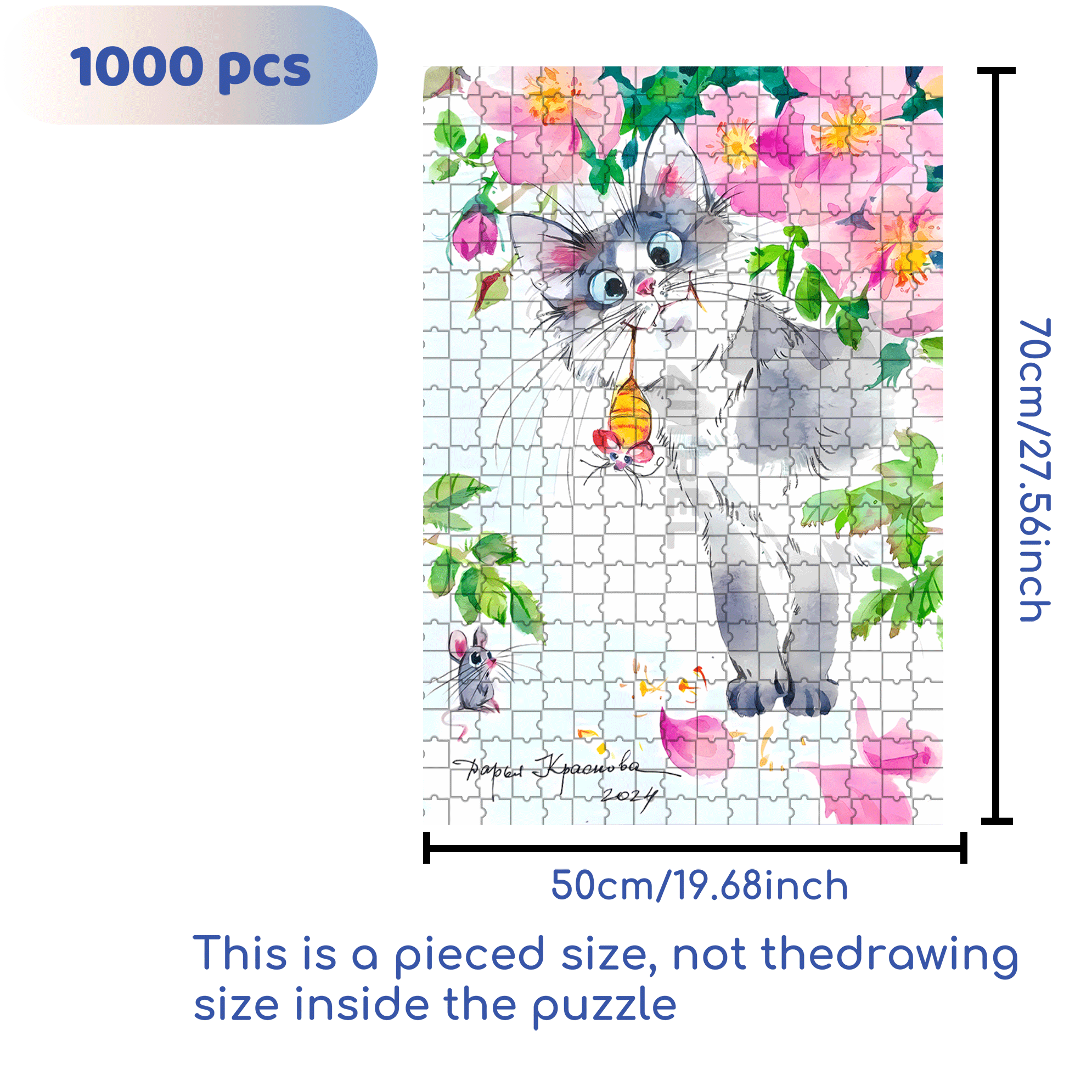 Bee Mouse 500pcs/1000pcs Jigsaw Puzzle, Scratch-Resistant, Interactive Family Game & Brain-Boosting DIY Decor, Perfect for Halloween, Christmas & New Year Gifts, Family Puzzle Game